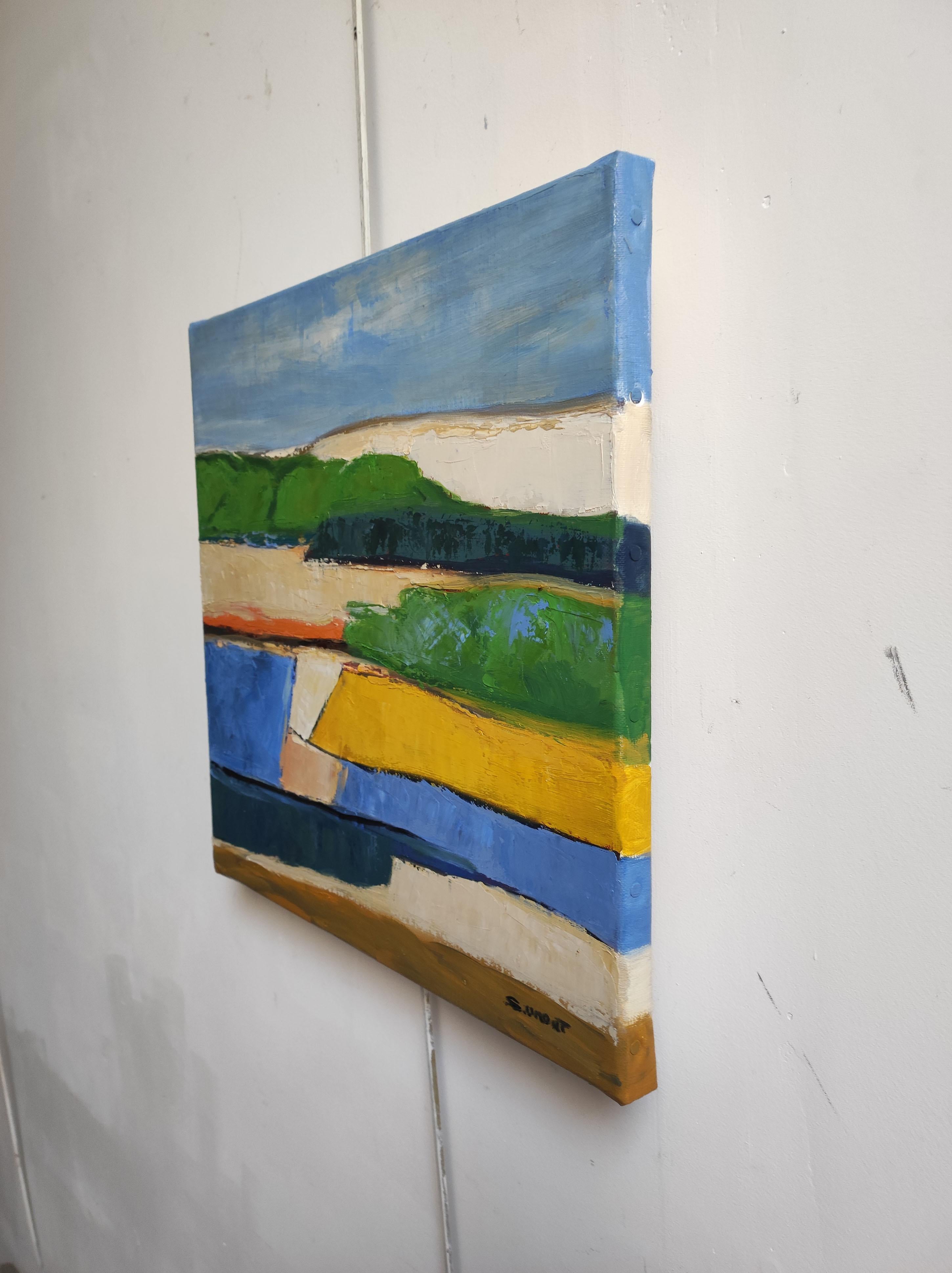 champs colorés, abstract landscape, oil on canvas, expressionism, fields, France For Sale 9