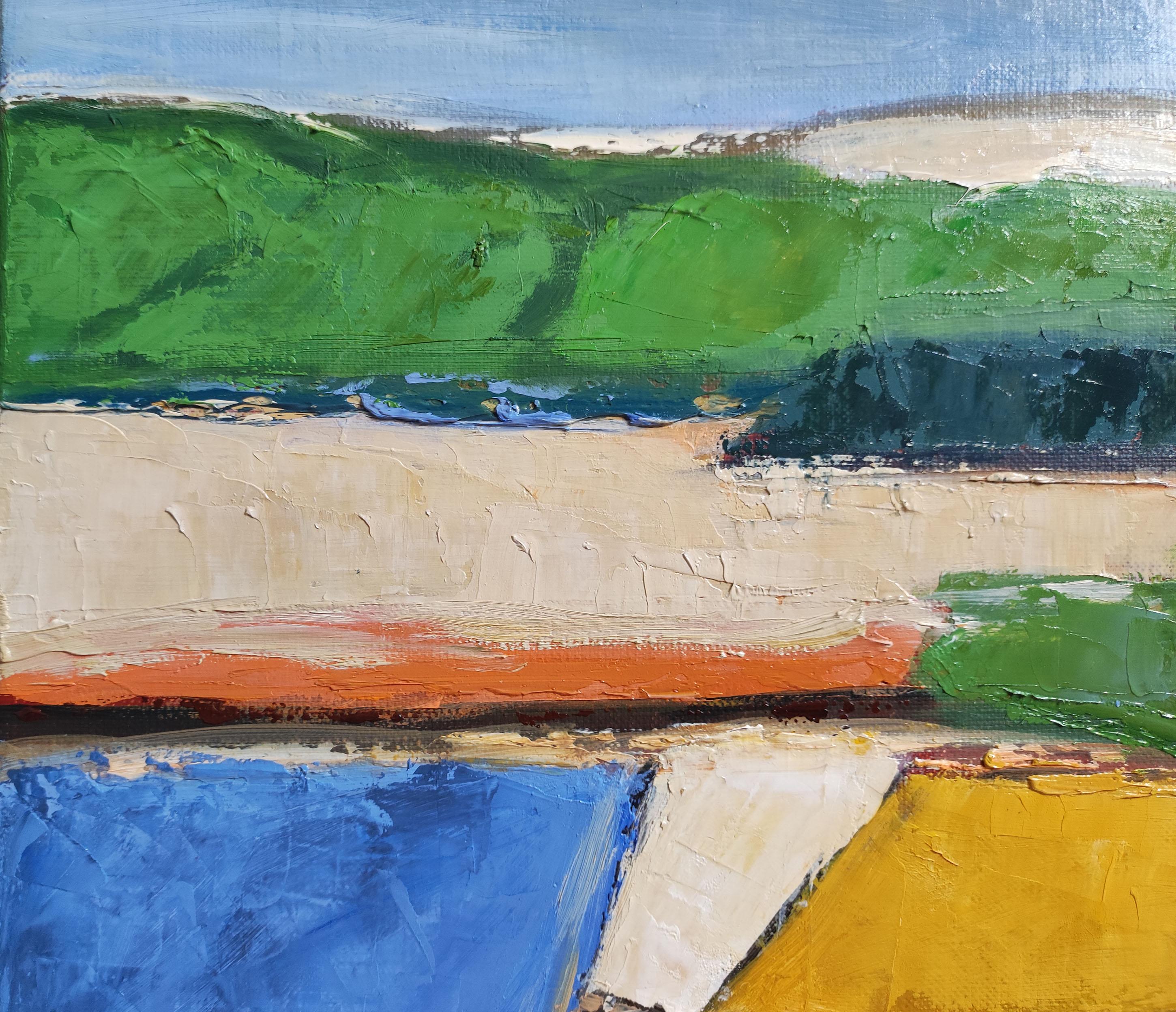 champs colorés, abstract landscape, oil on canvas, expressionism, fields, France For Sale 10
