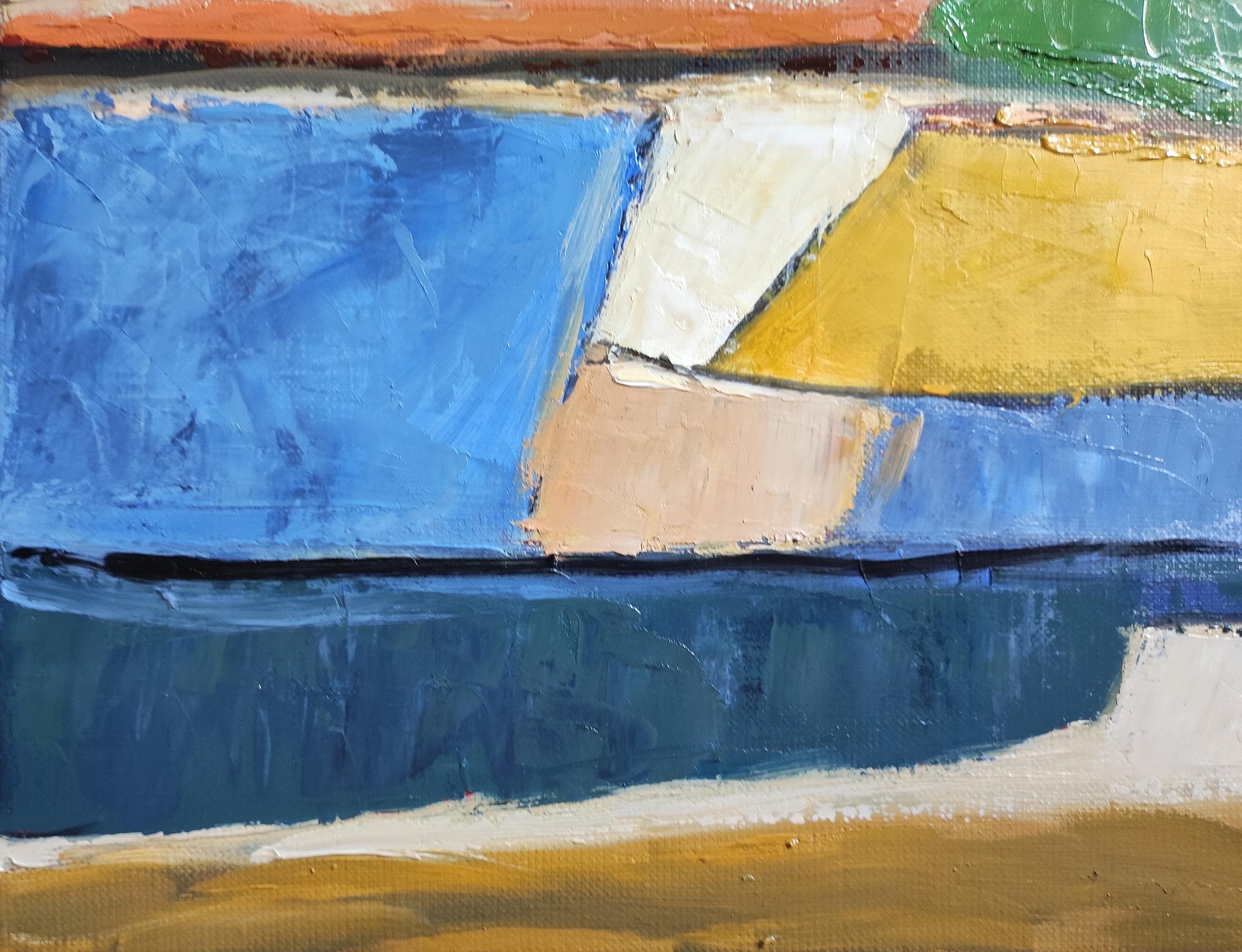 champs colorés, paesaggio astratto, olio su tela, espressionismo, campi, Francia in vendita 1