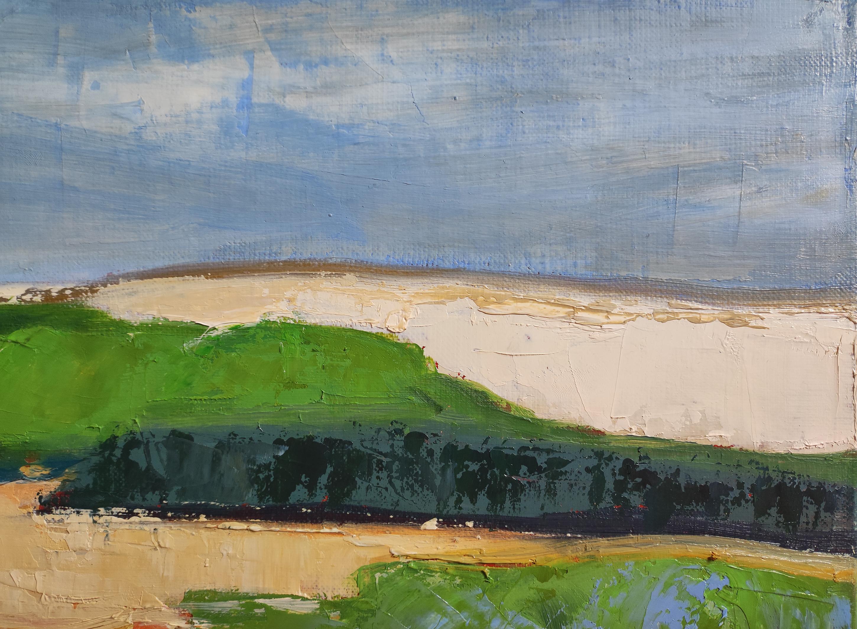 champs colorés, abstract landscape, oil on canvas, expressionism, fields, France For Sale 5