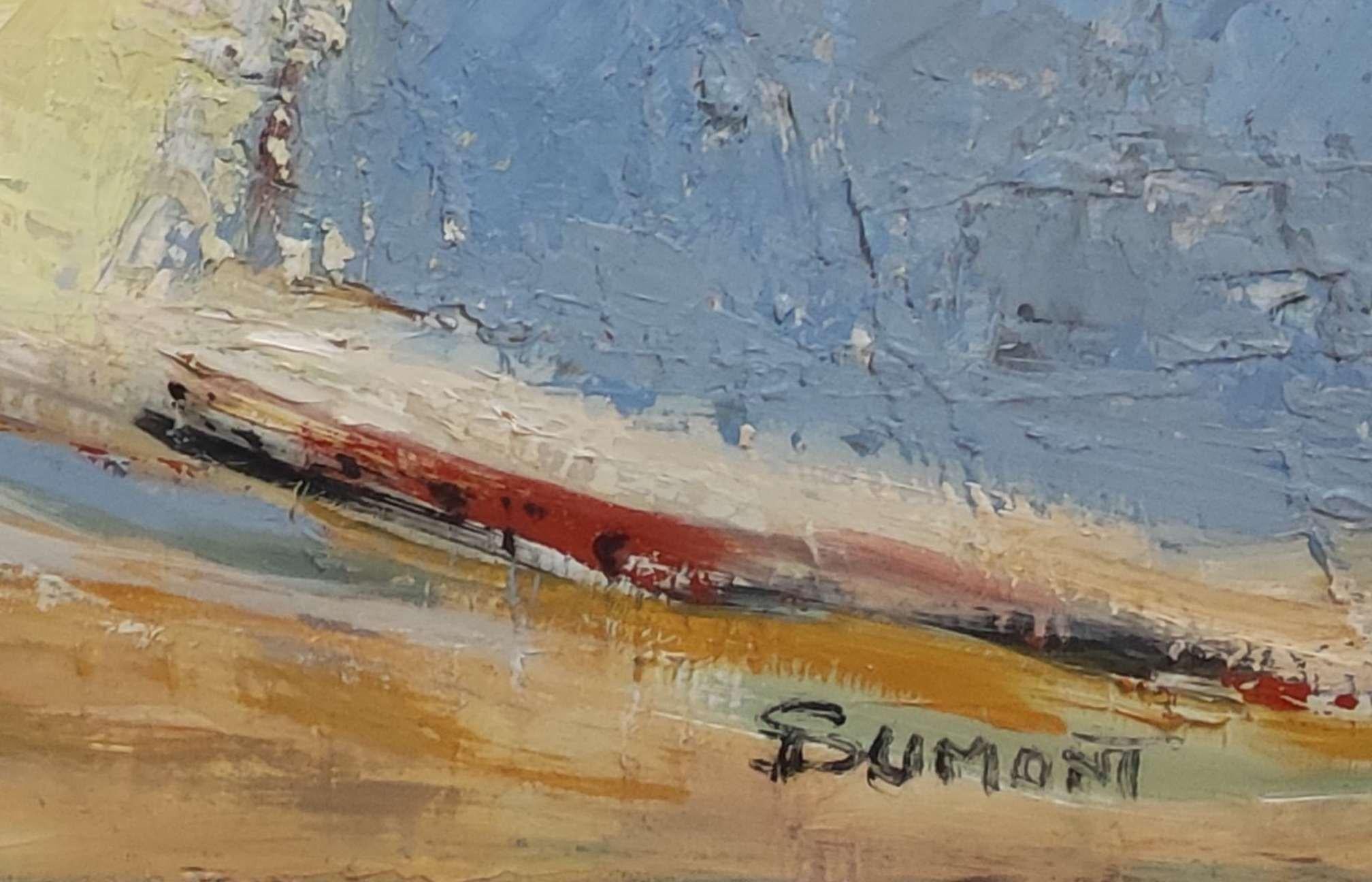 Campos en Verano, Paisaje Abstracto Azul, Óleo sobre Lienzo Expresionista, Moderno en venta 7