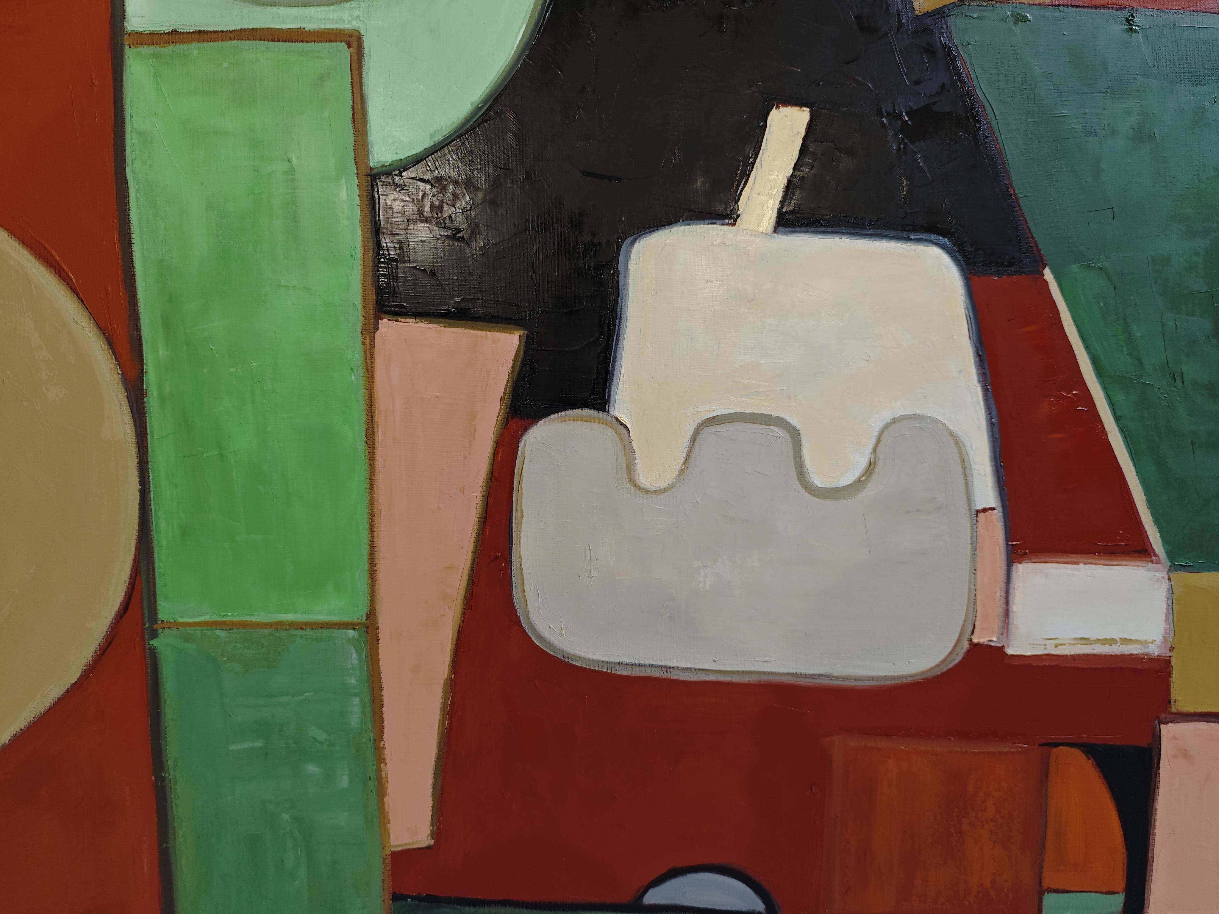 Choregraphie des formes- Großes abstraktes Gemälde - Öl -Zeitgenössische, französische Kunst (Schwarz), Interior Painting, von SOPHIE DUMONT