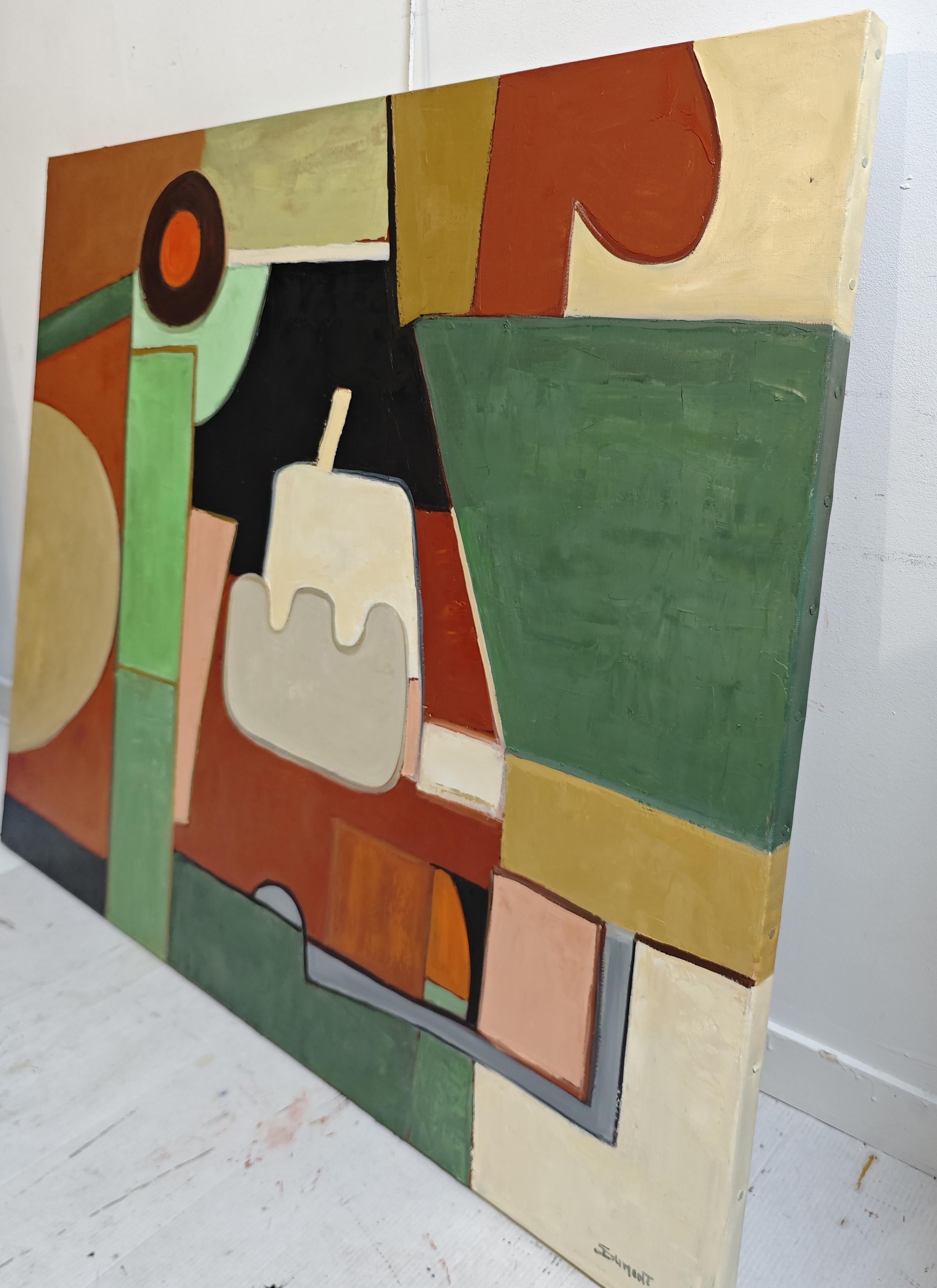 Choregraphie des formes- Großes abstraktes Gemälde - Öl -Zeitgenössische, französische Kunst im Angebot 3