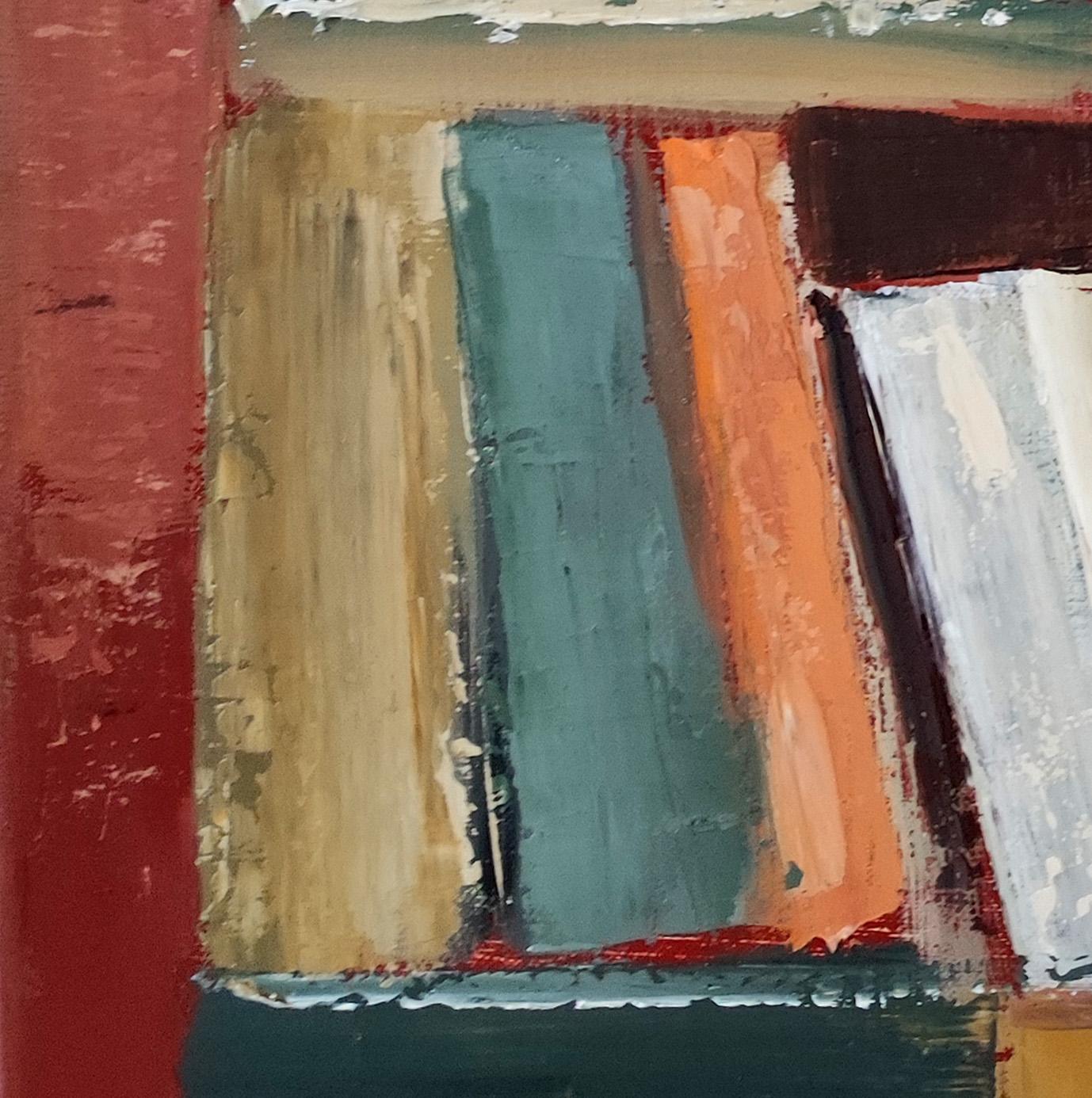 chromatic, colored abstract, books, oil on canvas, expressionism, geometric  1