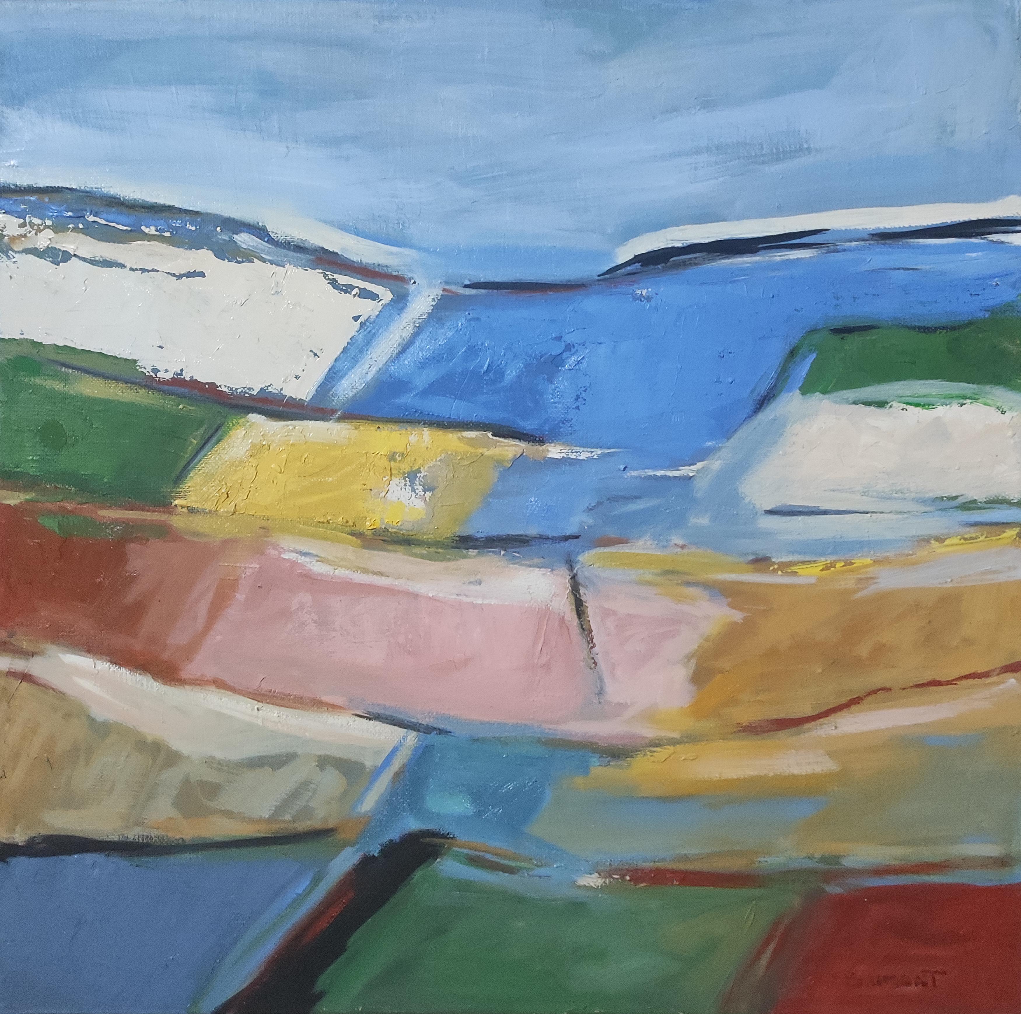  Chromatic Emergence, landscape, oil on canva, expressionism, multicolor, french - Painting by SOPHIE DUMONT