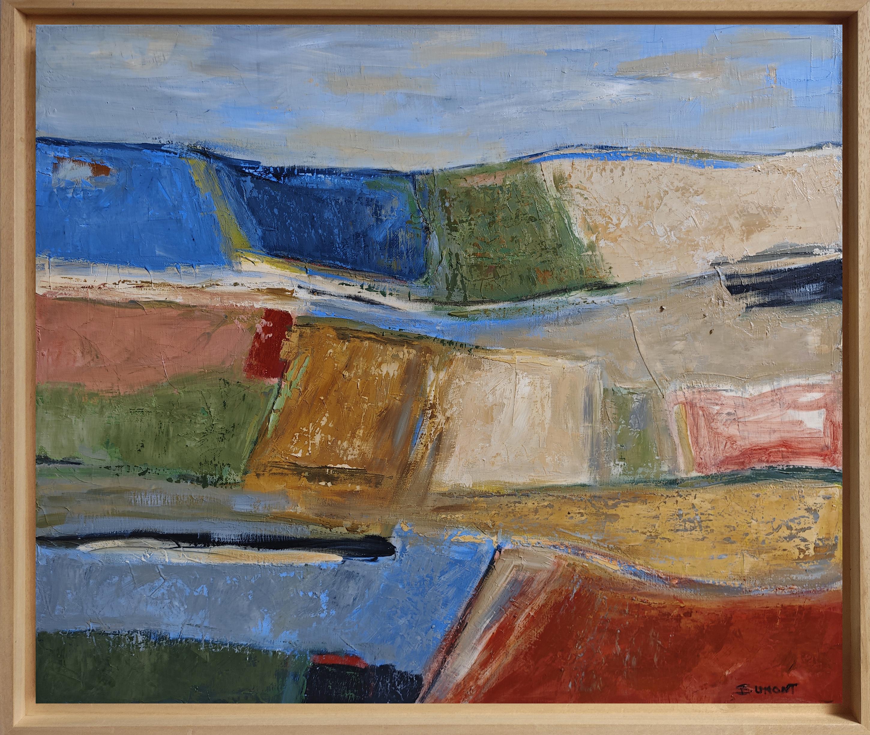 Chromatische Flucht, Abstrakte Landschaft, Ländliche Landschaft, Zeitgenössisch, Öl, Französische Kunst