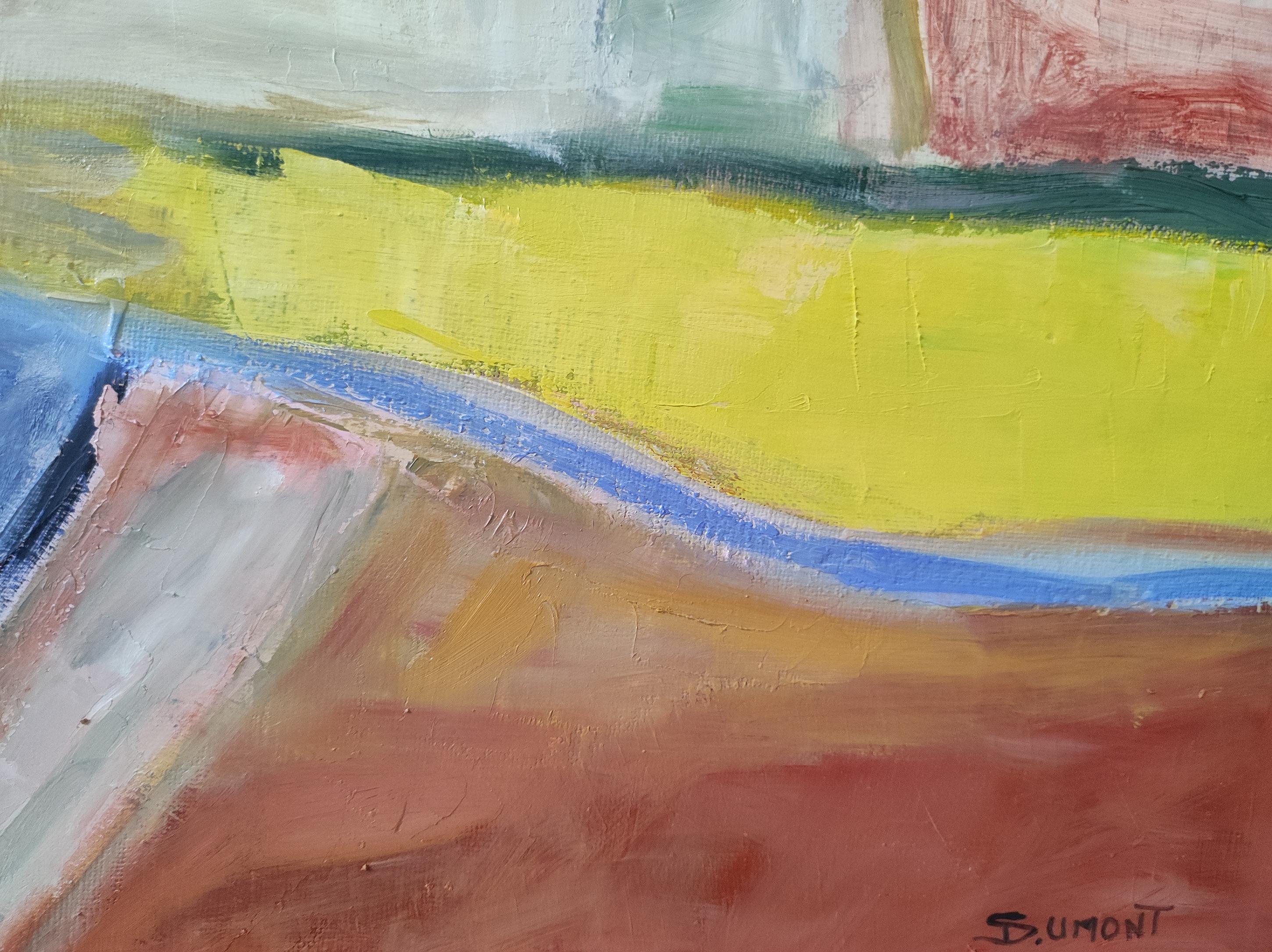 Fuga cromatica, Paesaggio astratto, Campagna, Contemporaneo, Olio, Moderno in vendita 3