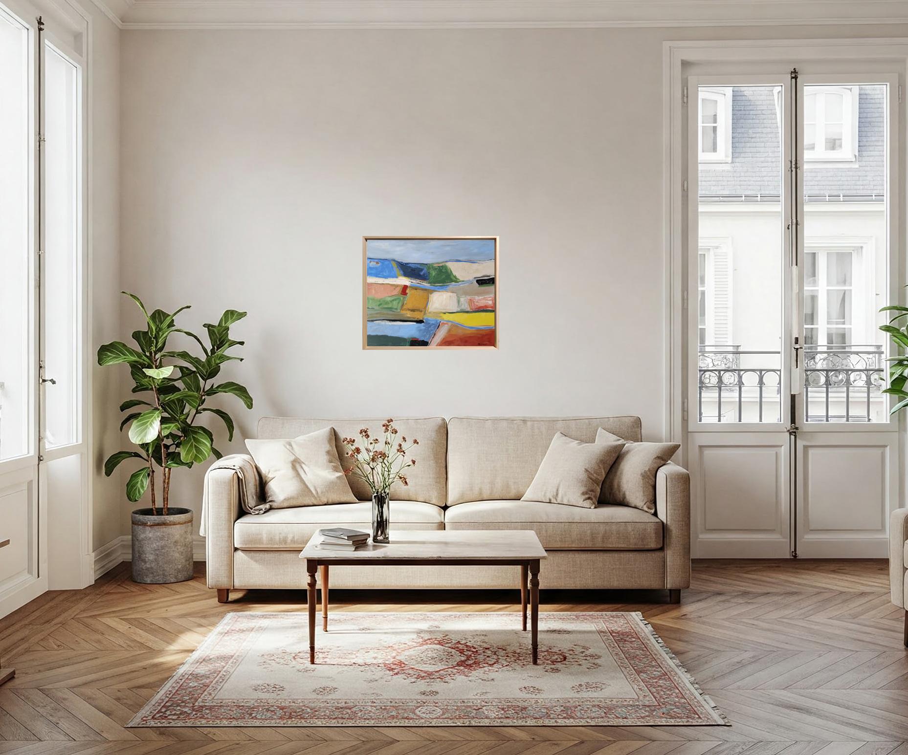 Fuga cromatica, Paesaggio astratto, Campagna, Contemporaneo, Olio, Moderno in vendita 1