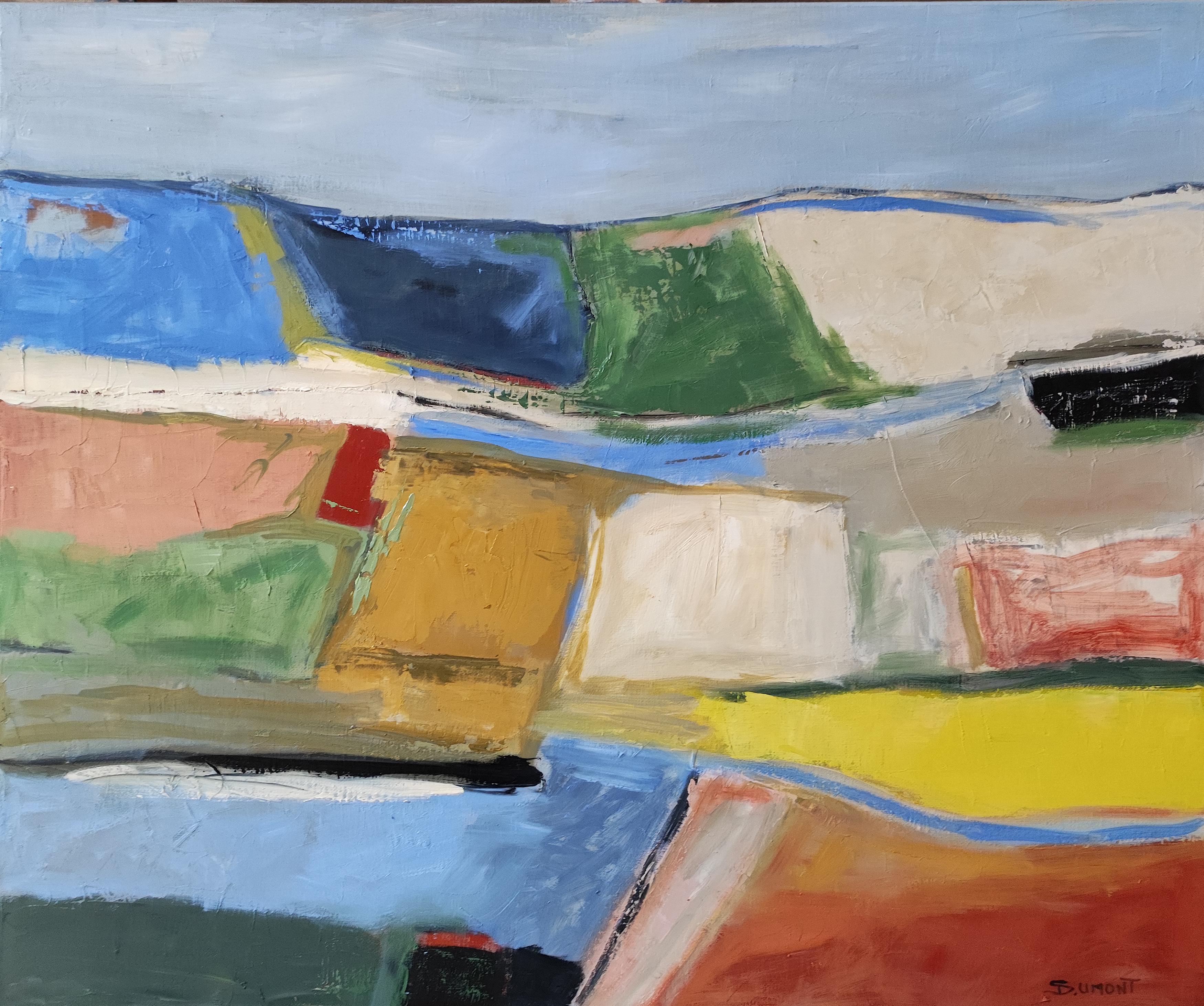 Fuga cromatica, Paesaggio astratto, Campagna, Contemporaneo, Olio, Moderno in vendita 6
