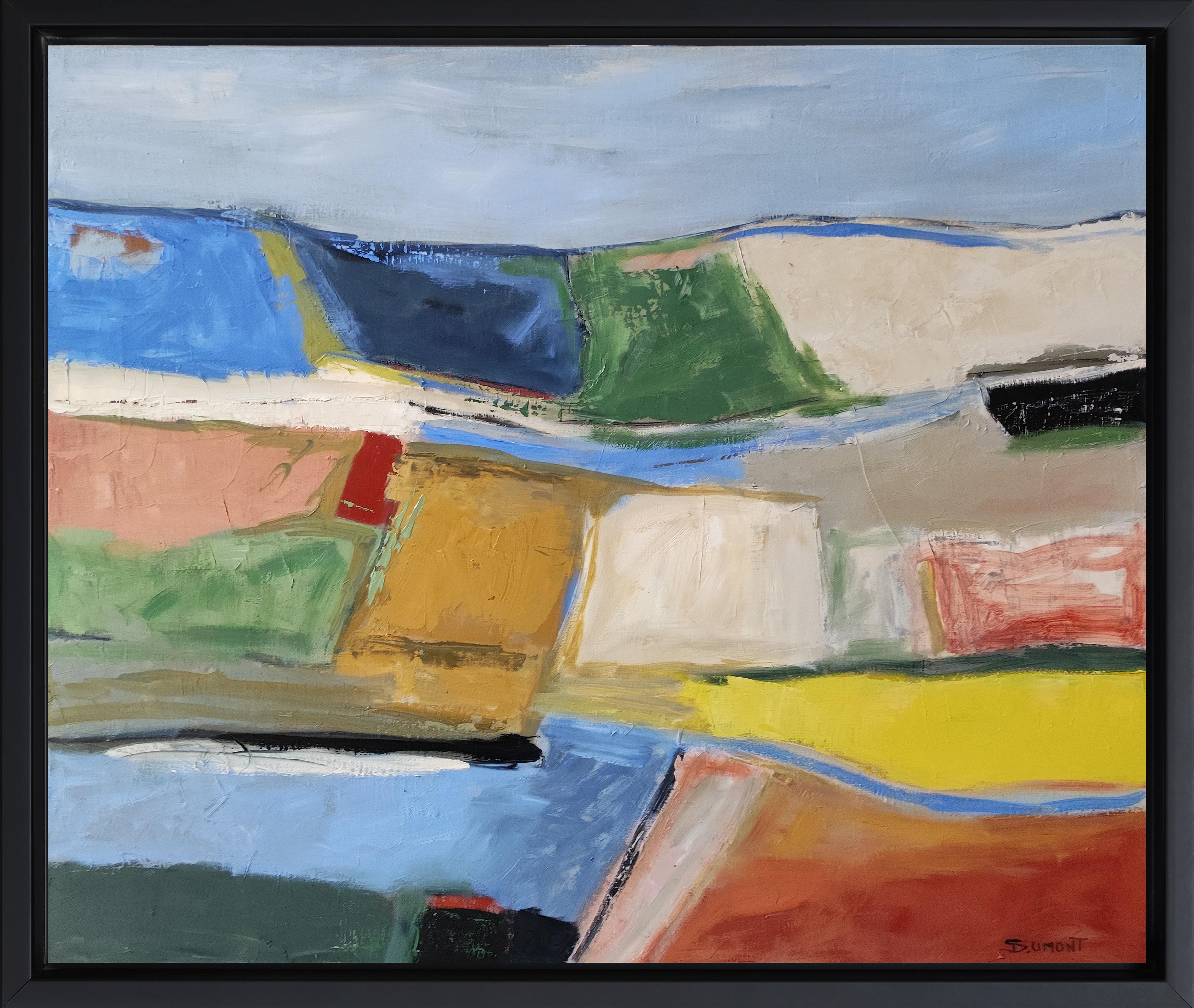 Abstract Painting di SOPHIE DUMONT - Fuga cromatica, Paesaggio astratto, Campagna, Contemporaneo, Olio, Moderno