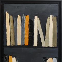 Chroniques de l’Esprit - Vertical Abstract Bookshelf Painting – Oil Contemporary