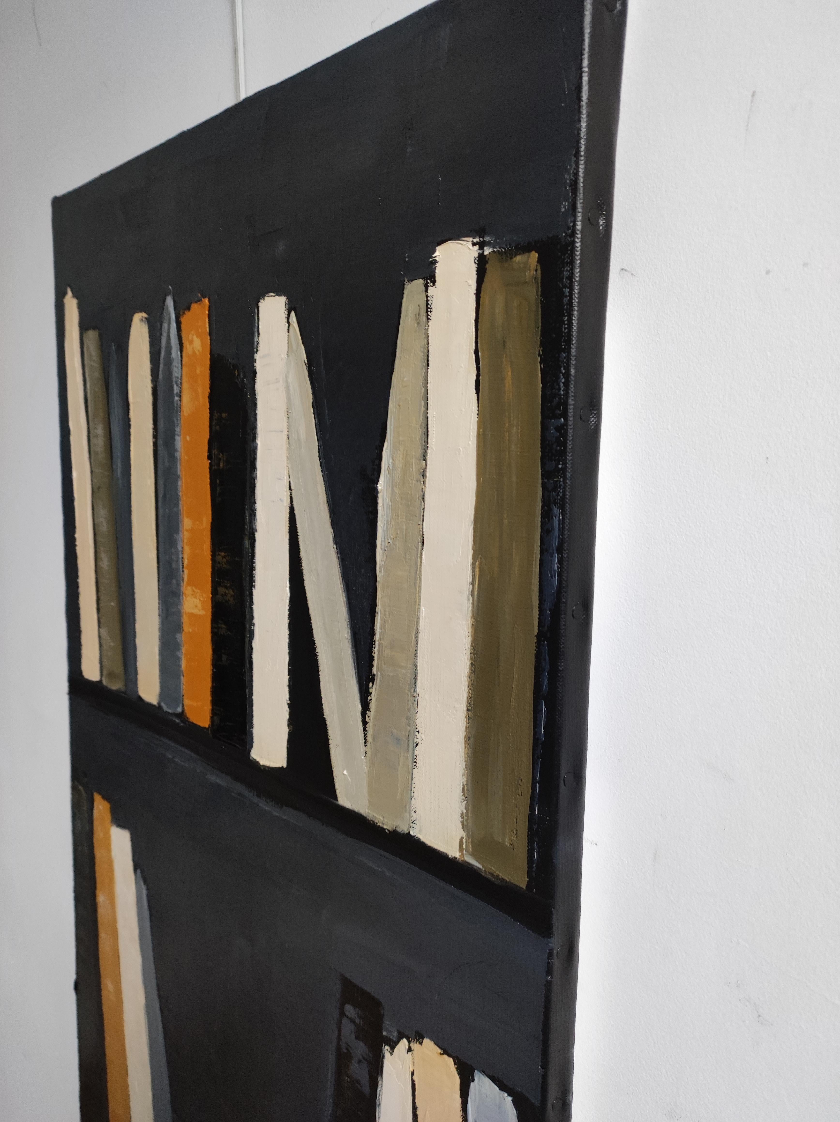 Chroniques de l'esprit, Astratto, Biblioteca nera, Espressionismo contemporaneo, Olio in vendita 3