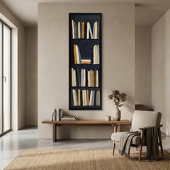 Chroniques de l’Esprit - Vertical Abstract Bookshelf Painting – Oil Contemporary
