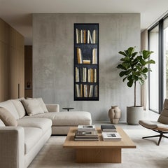 Chroniques de l’Esprit - Vertical Abstract Bookshelf Painting – Oil Contemporary