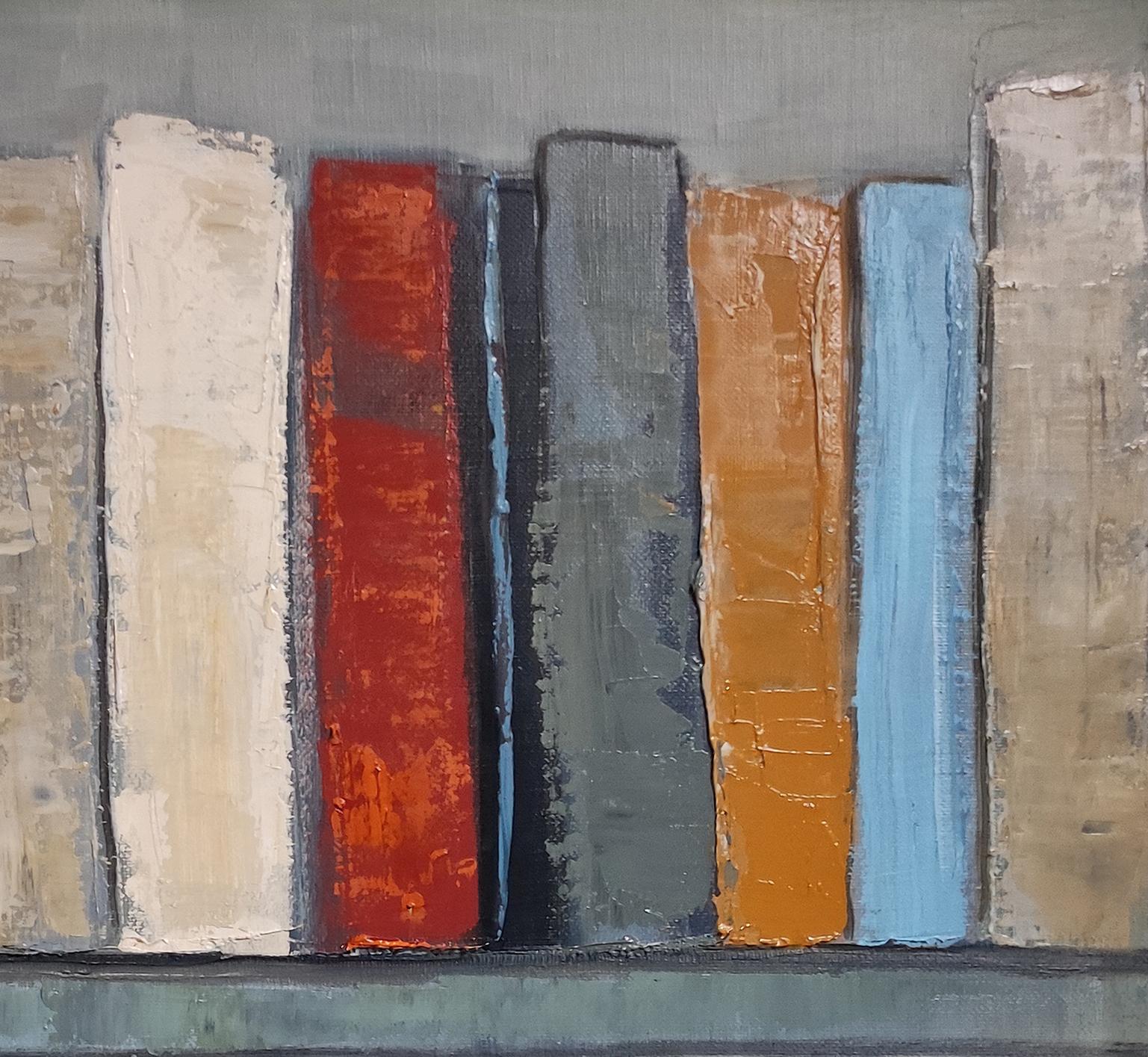 Bound by Color, Abstract, oil on canvas, Books, Library, Expressionism, French For Sale 1