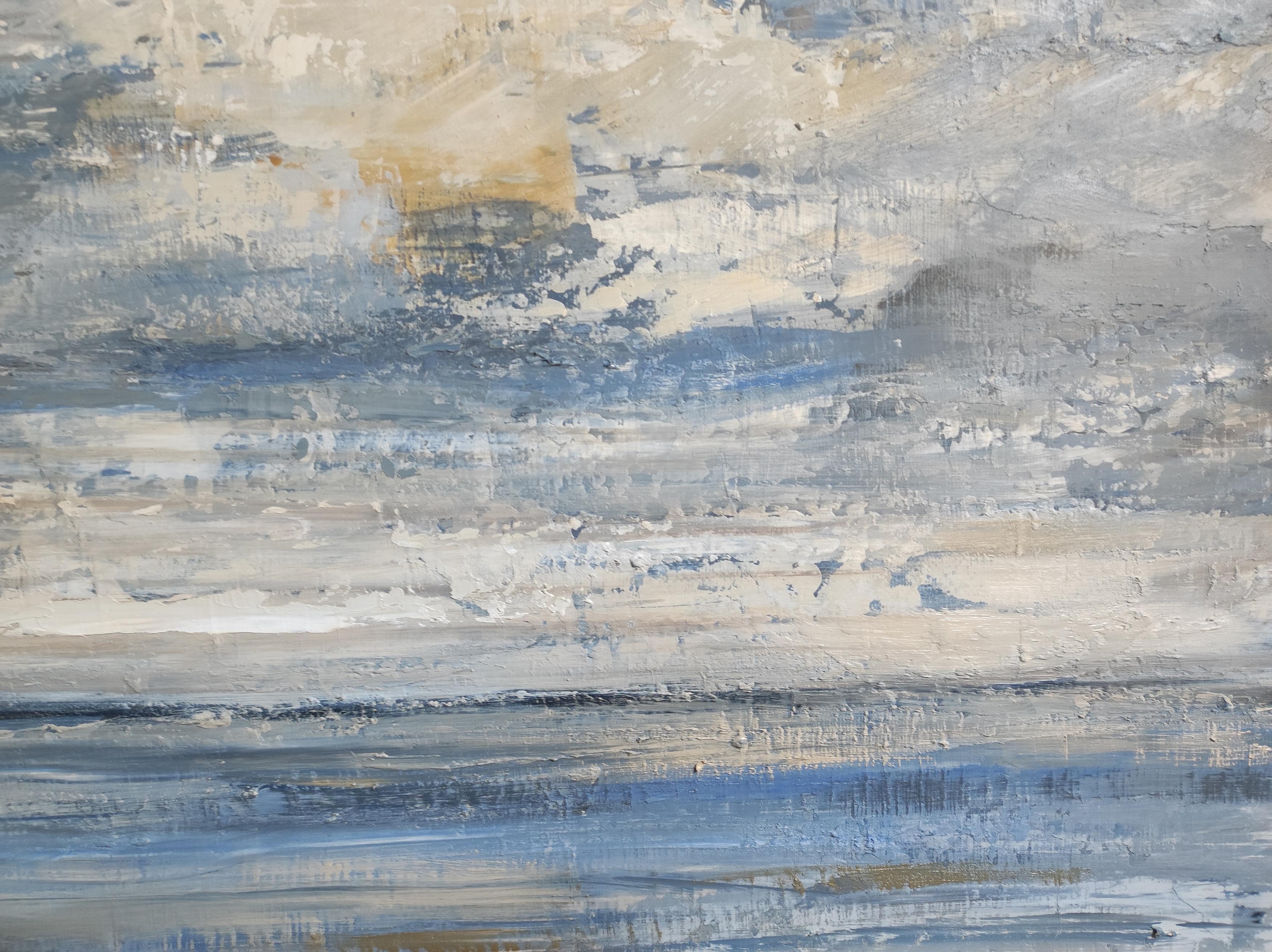 ciel de traine, beach, seaside, abstract, blue, expressionism, oil, landscape For Sale 3