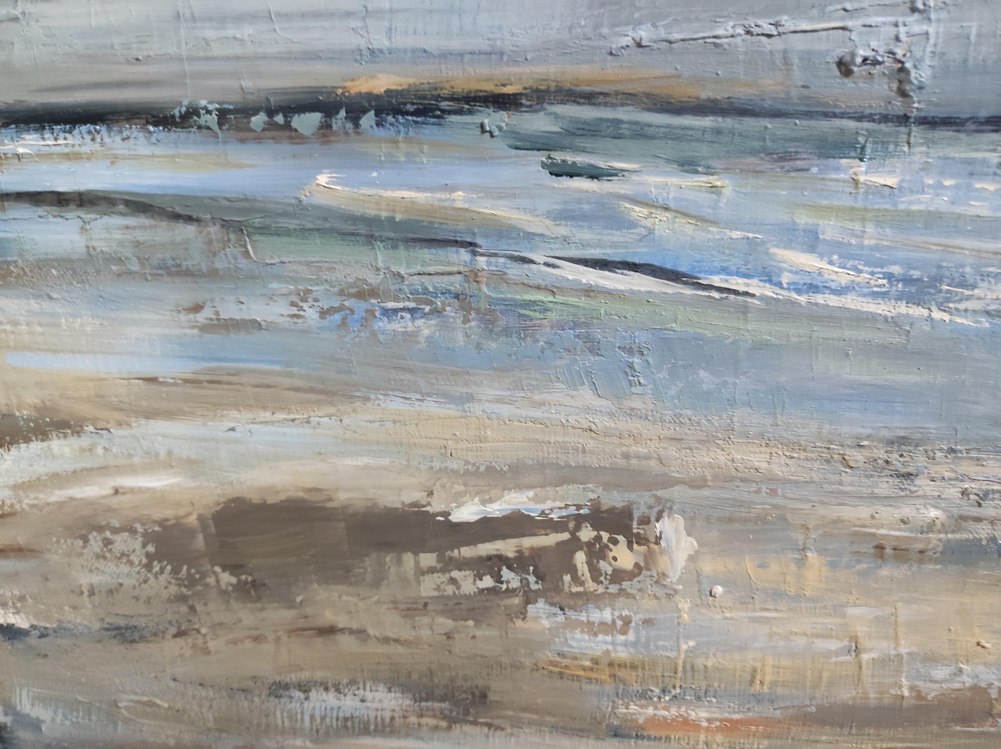 Cielo grigio, Marin, Mare, Olio su tela, Semi astratto, Blu, Impressionismo in vendita 5