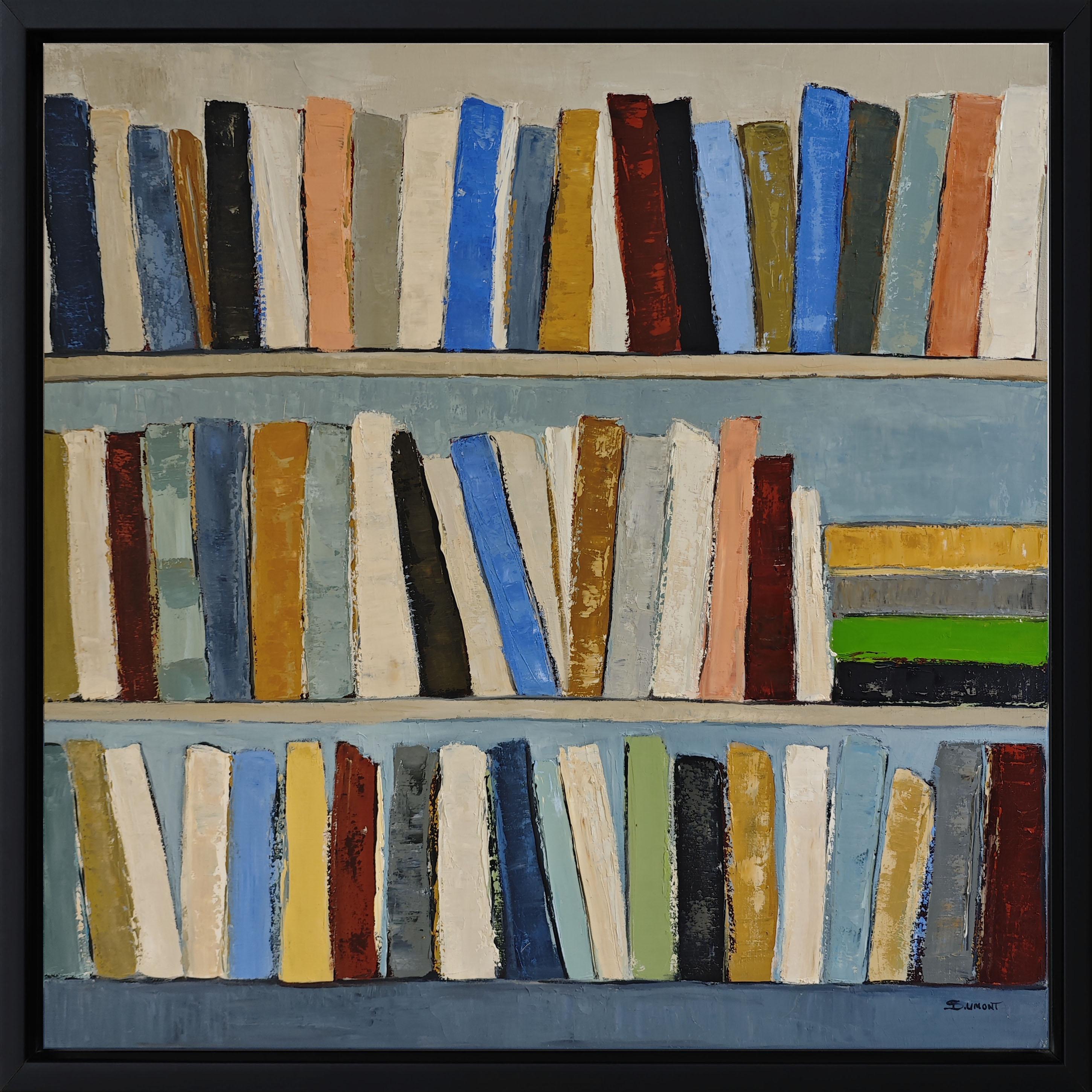 Still-Life Painting de SOPHIE DUMONT - Clin d'oeil, Gran bodegón, Libros, Artista francés, Expresionismo, Contemporáneo