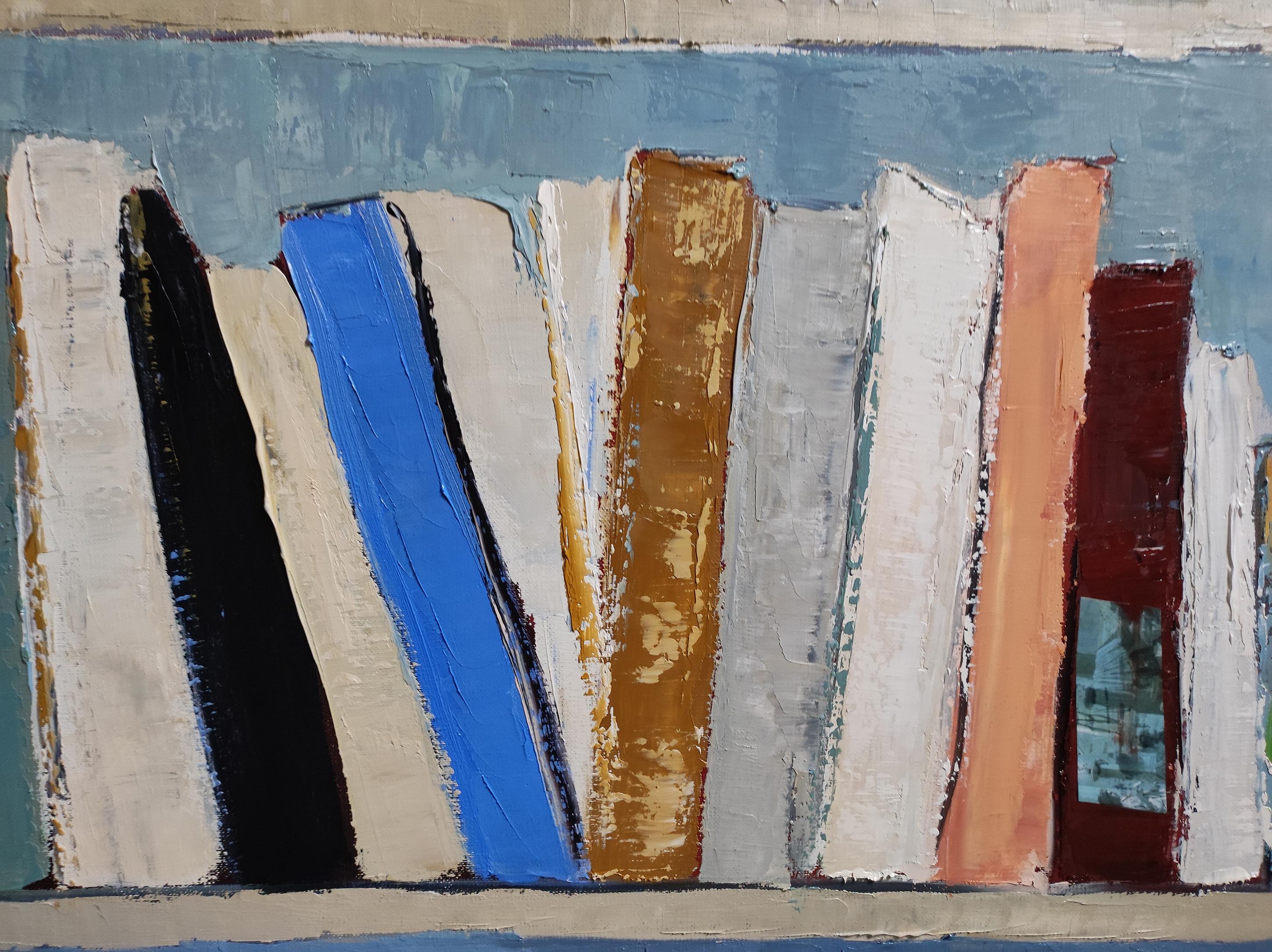 Clin d'oeil, Large still life, Books, French artist, Expressionism, Contemporary For Sale 6