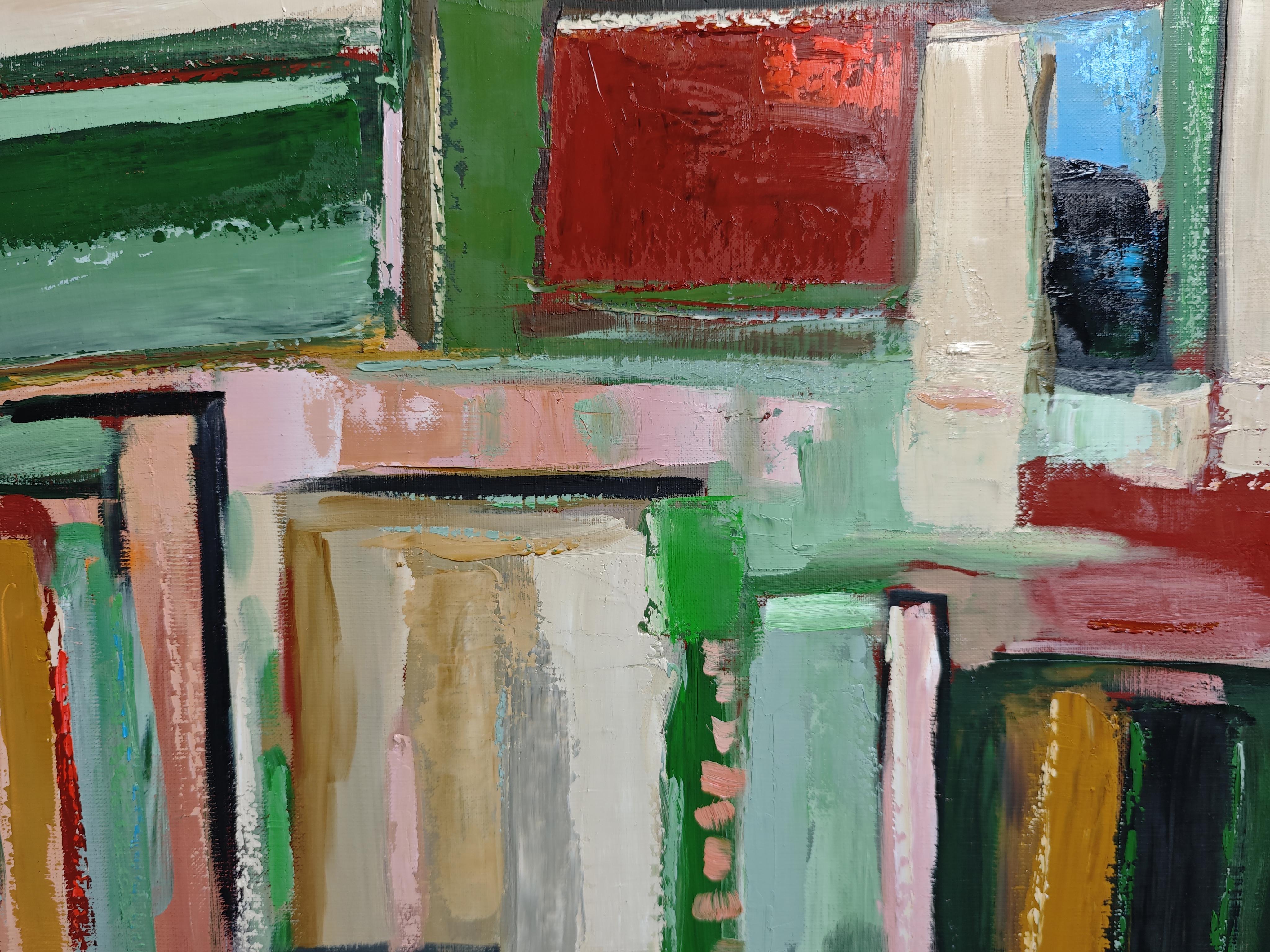 Color Choreography - Modern Abstract Landscape paint – Original Oil on Canvas For Sale 2