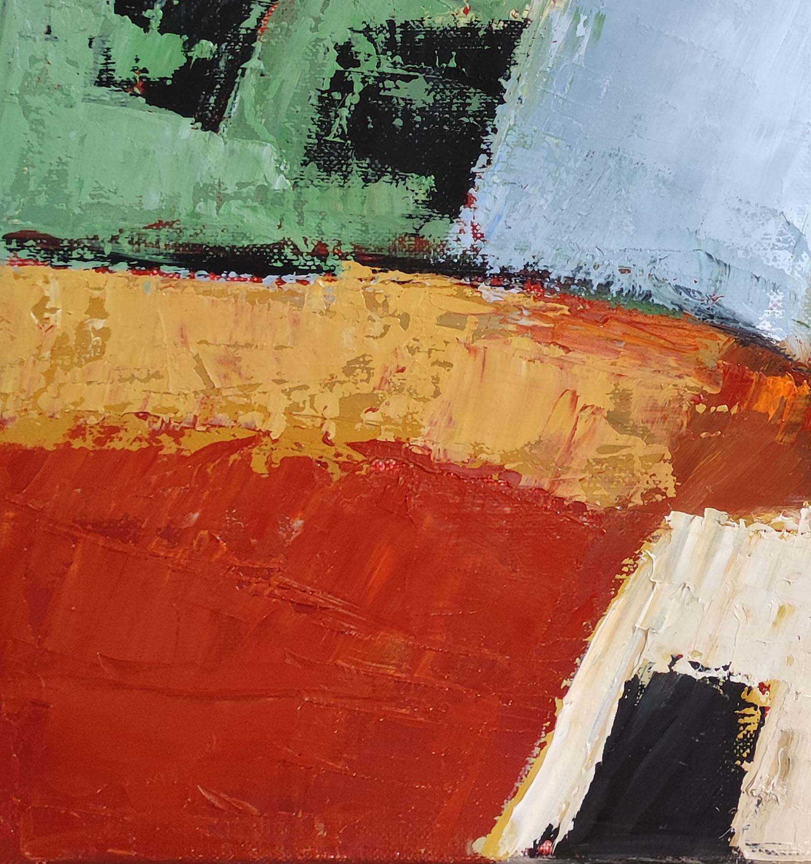 campi colorati, espressionismo astratto del paesaggio, olio su tela, campagna 2