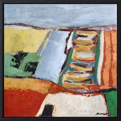 campi colorati, espressionismo astratto del paesaggio, olio su tela, campagna