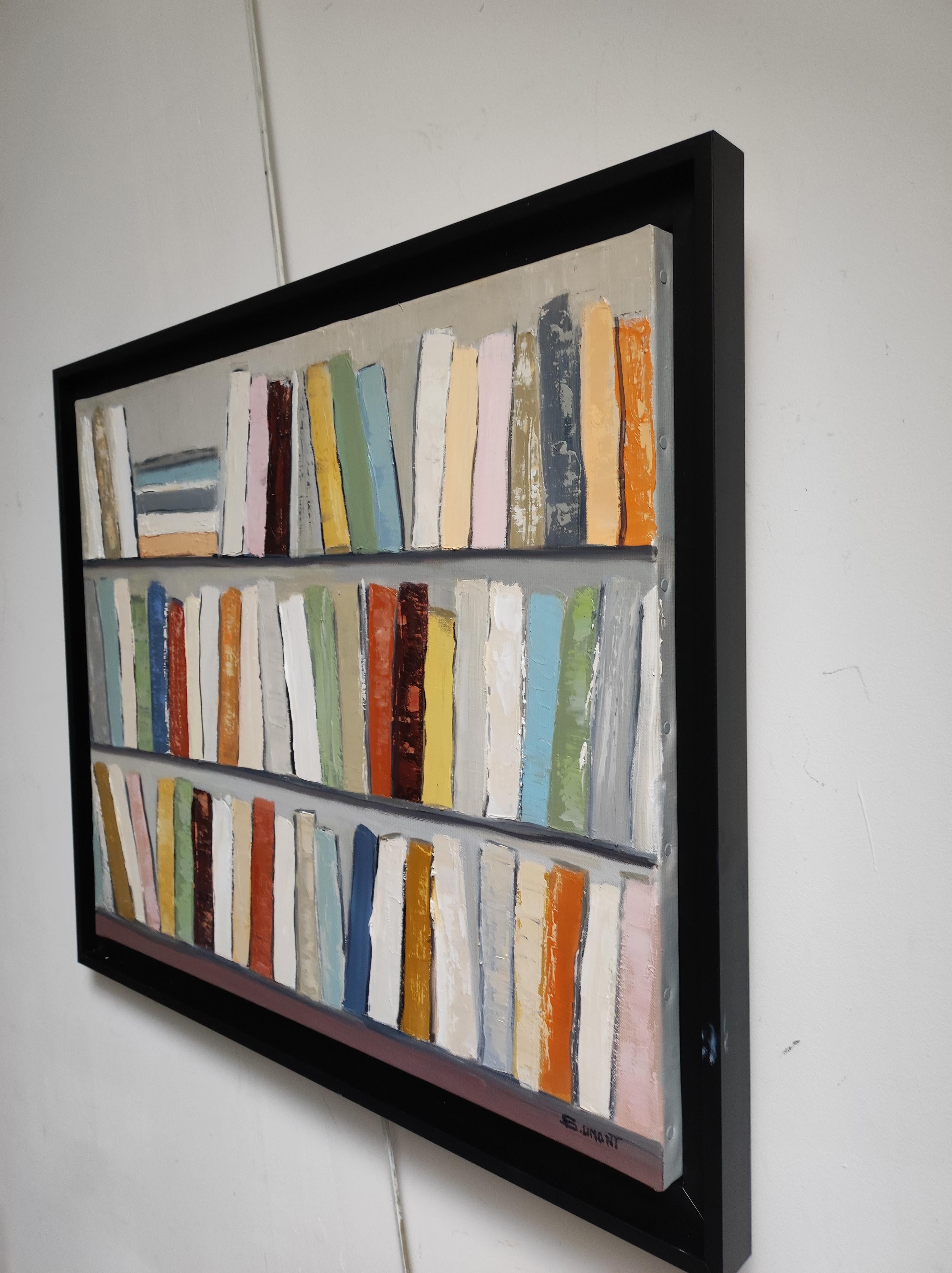 Letteratura colorata, Biblioteca, Multicolore astratto, Espressionismo, Geometrico - Painting di SOPHIE DUMONT