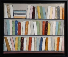 Une littérature haute en couleur,  Bibliothèque abstraite multicolore, expressionnisme, géométrique