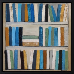 Colors of Knowledge, Abstract Library, Colors, Geometric, Contemporary Oil, 2024