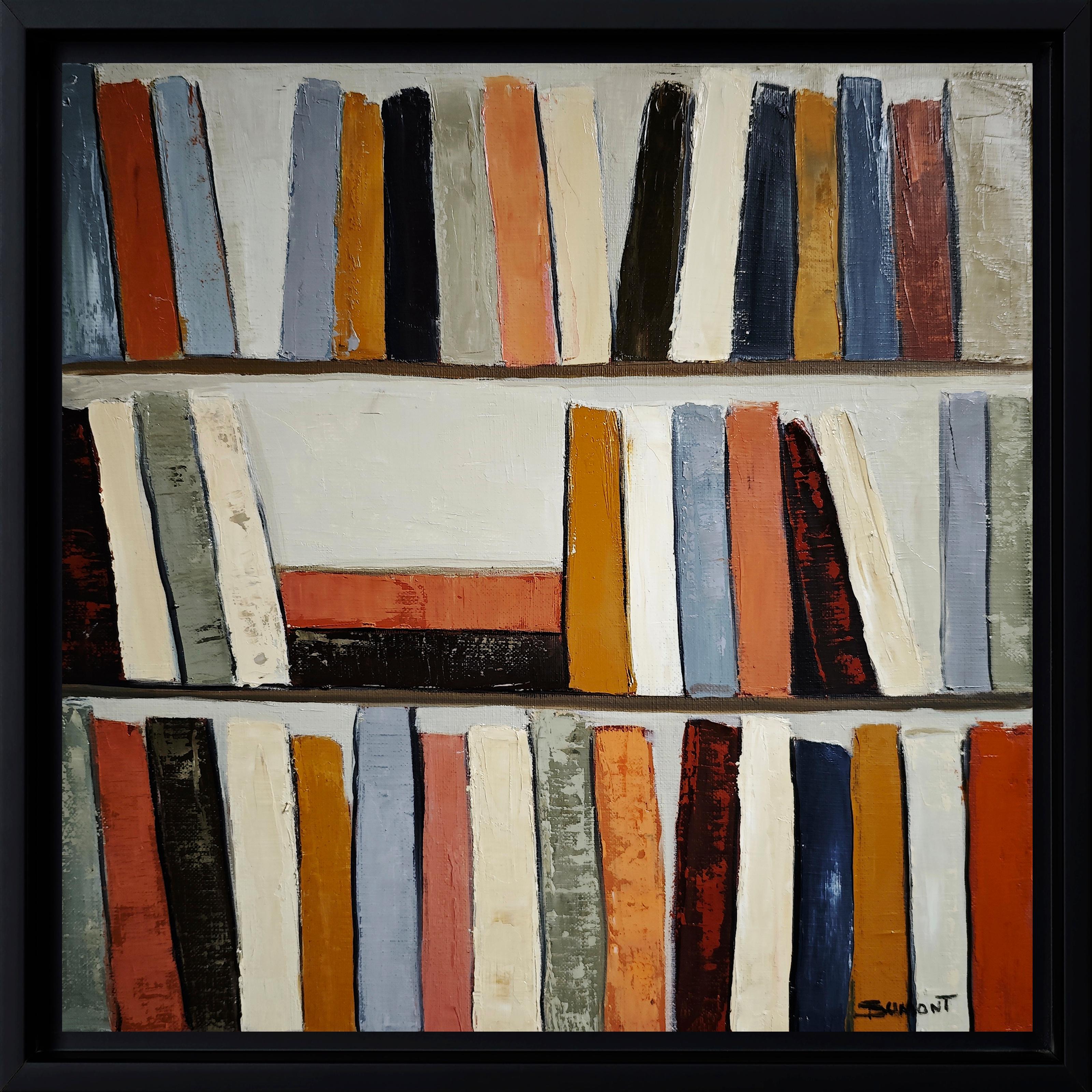 Colors of Reading– Original Textured Abstract Library, Oil Paint, Contemporary For Sale 7