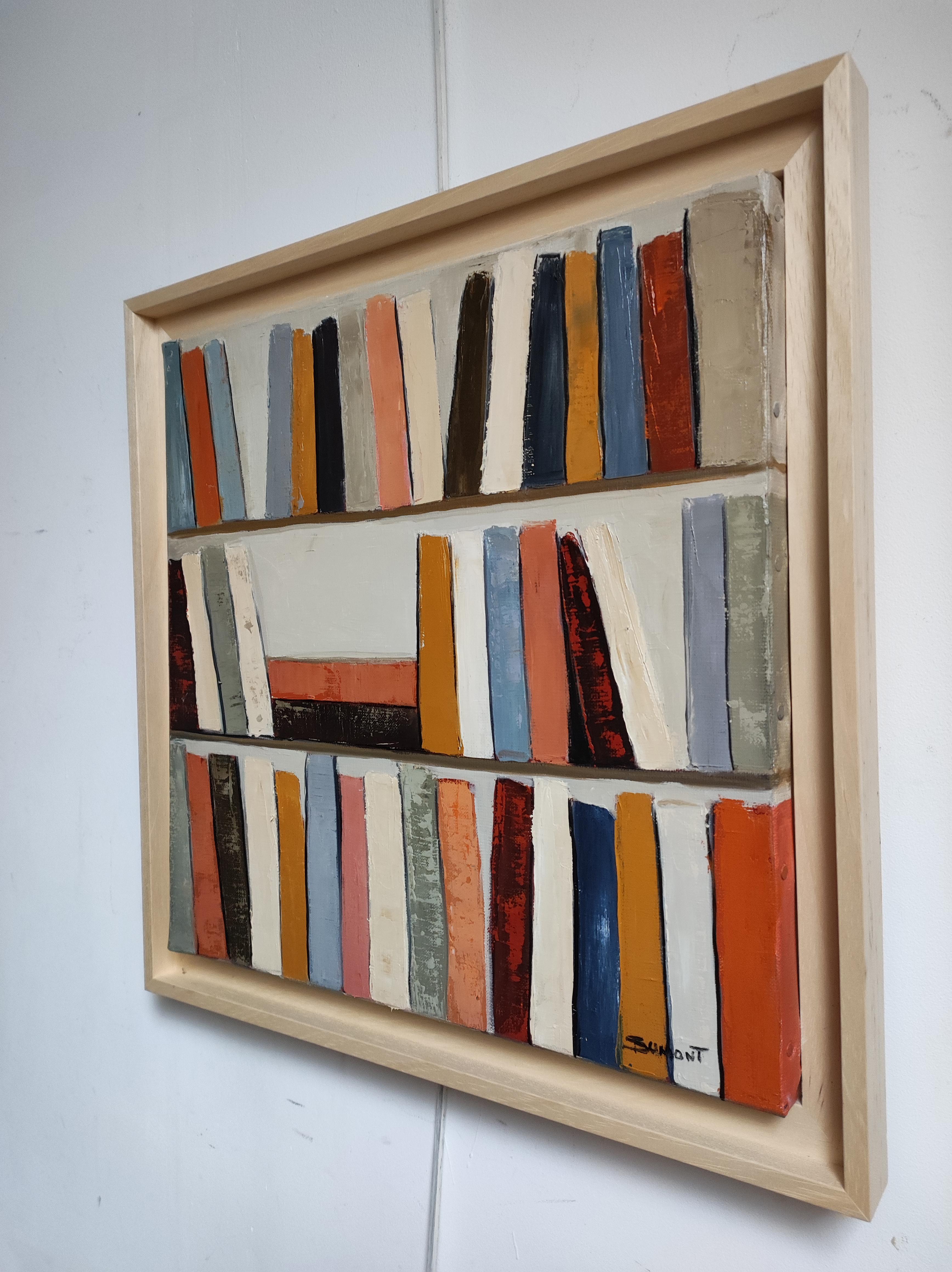 Colors of Reading– Original Textured Abstract Library, Oil Paint, Contemporary - Painting by SOPHIE DUMONT