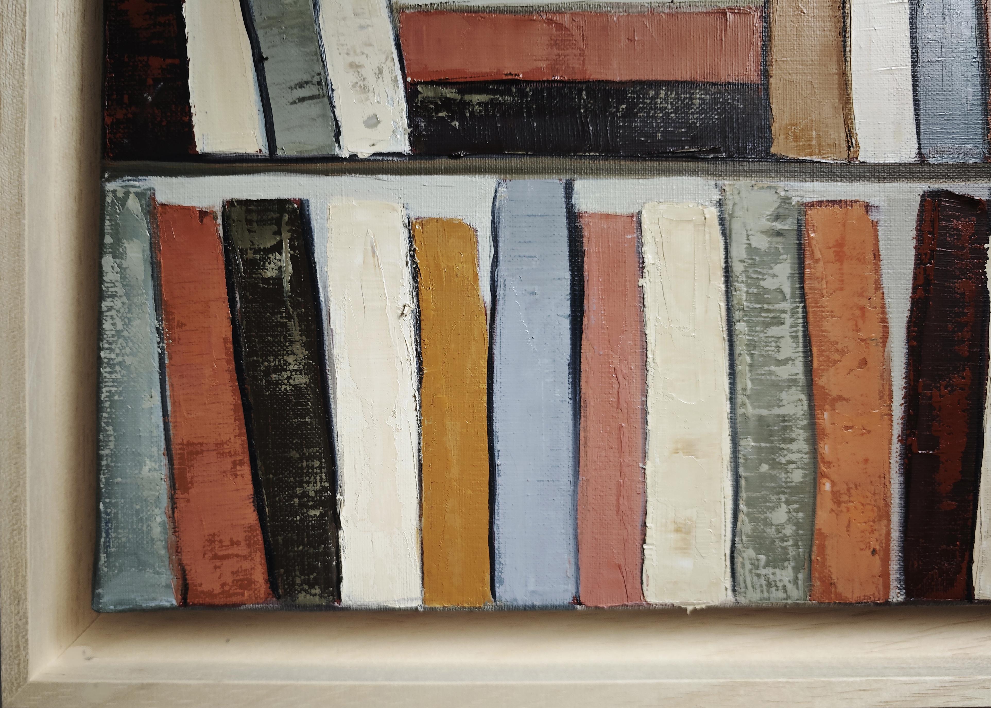 Colors of Reading– Original Textured Abstract Library, Oil Paint, Contemporary For Sale 2