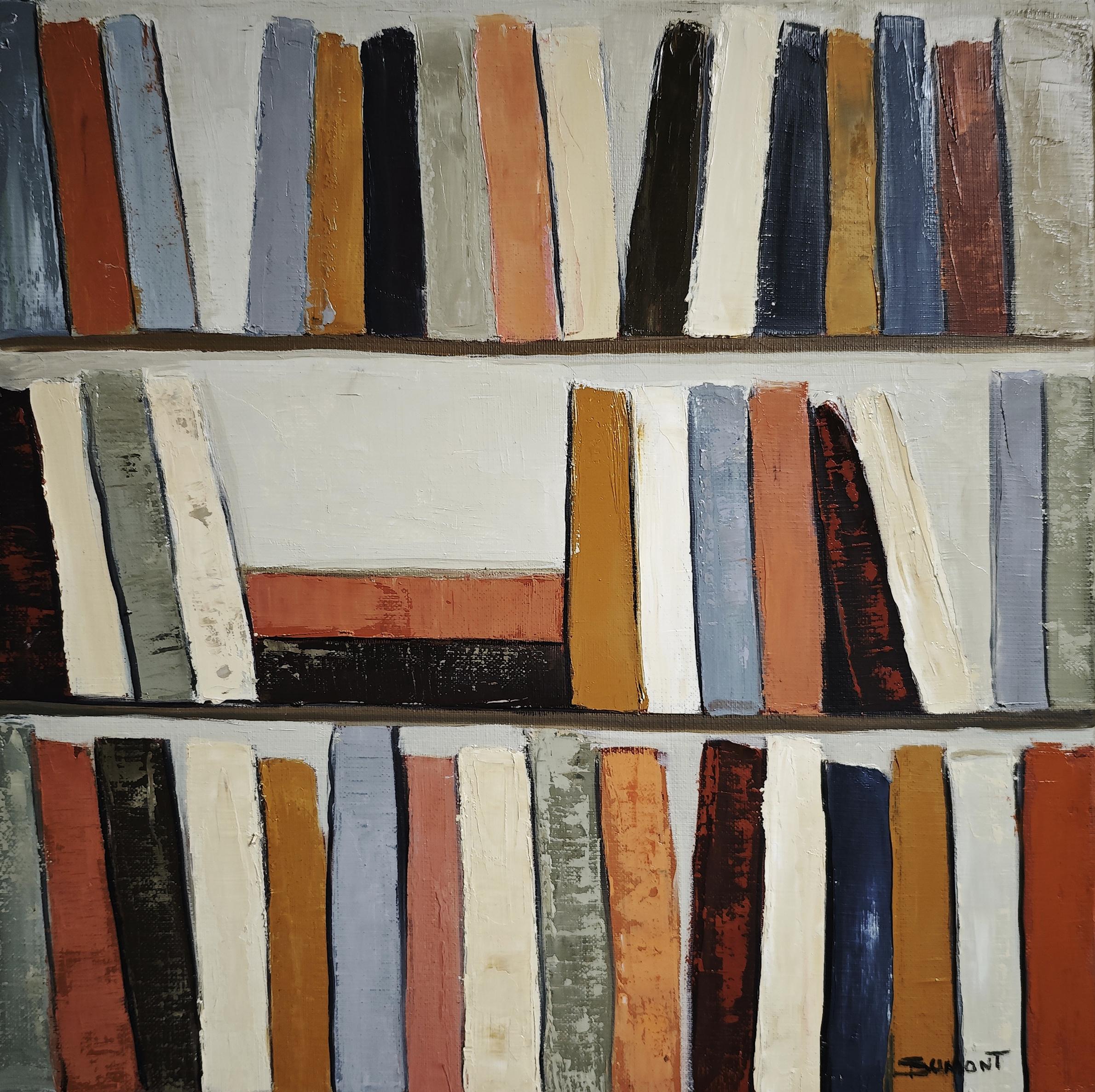 Colors of Reading– Original Textured Abstract Library, Oil Paint, Contemporary For Sale 4