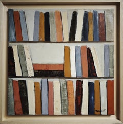 Colors of Reading– Original Textured Abstract Library, Oil Paint, Contemporary