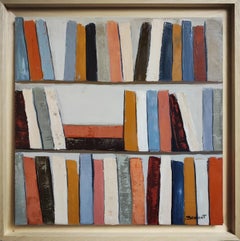 Colors of Reading- Original strukturierte abstrakte Bibliothek, Ölfarbe, zeitgenössisch