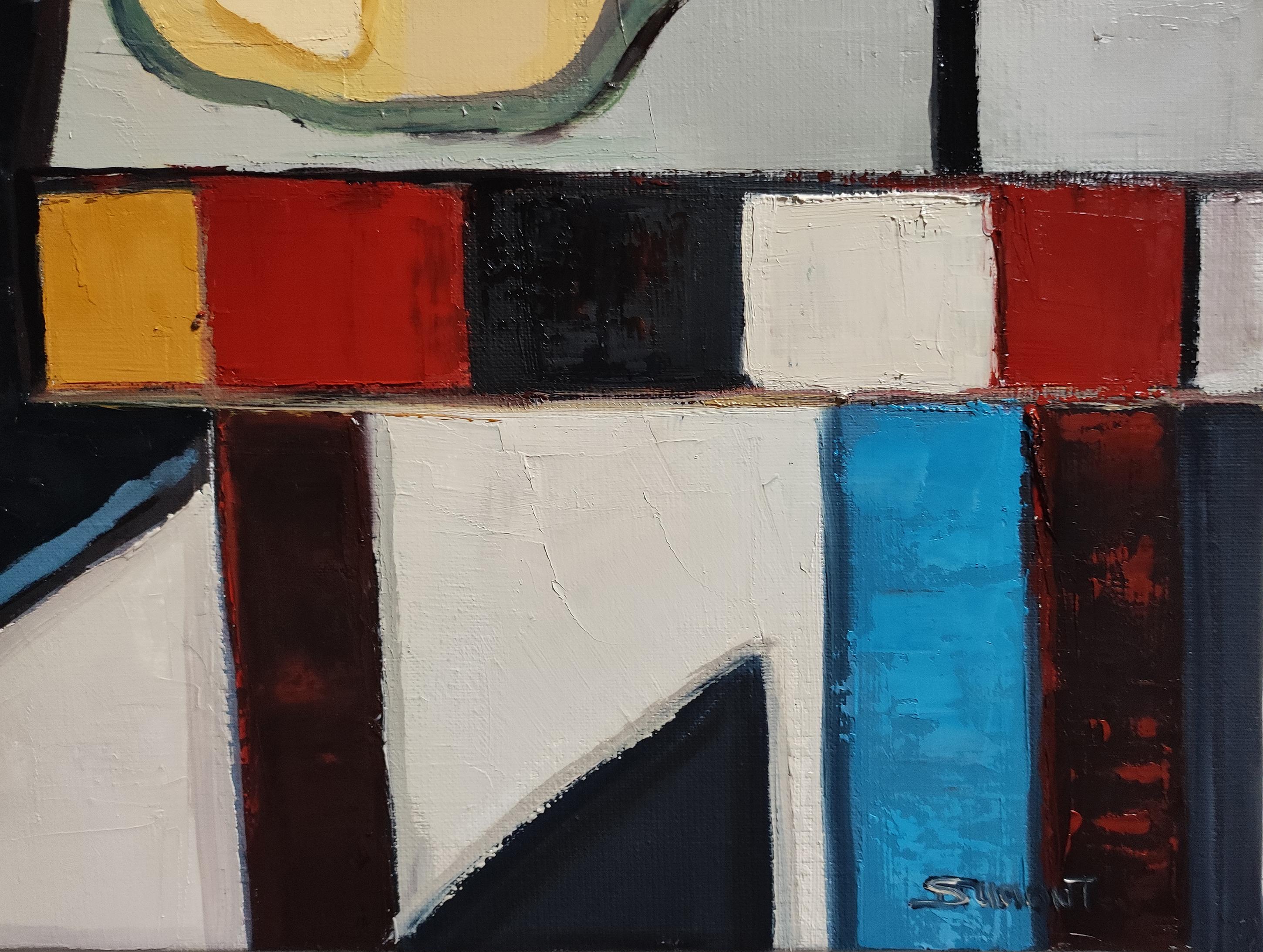Composizione, Astratto, Verde, Geometrico, Contemporaneo, Olio, cubismo, Francese - Painting Espressionismo astratto di SOPHIE DUMONT