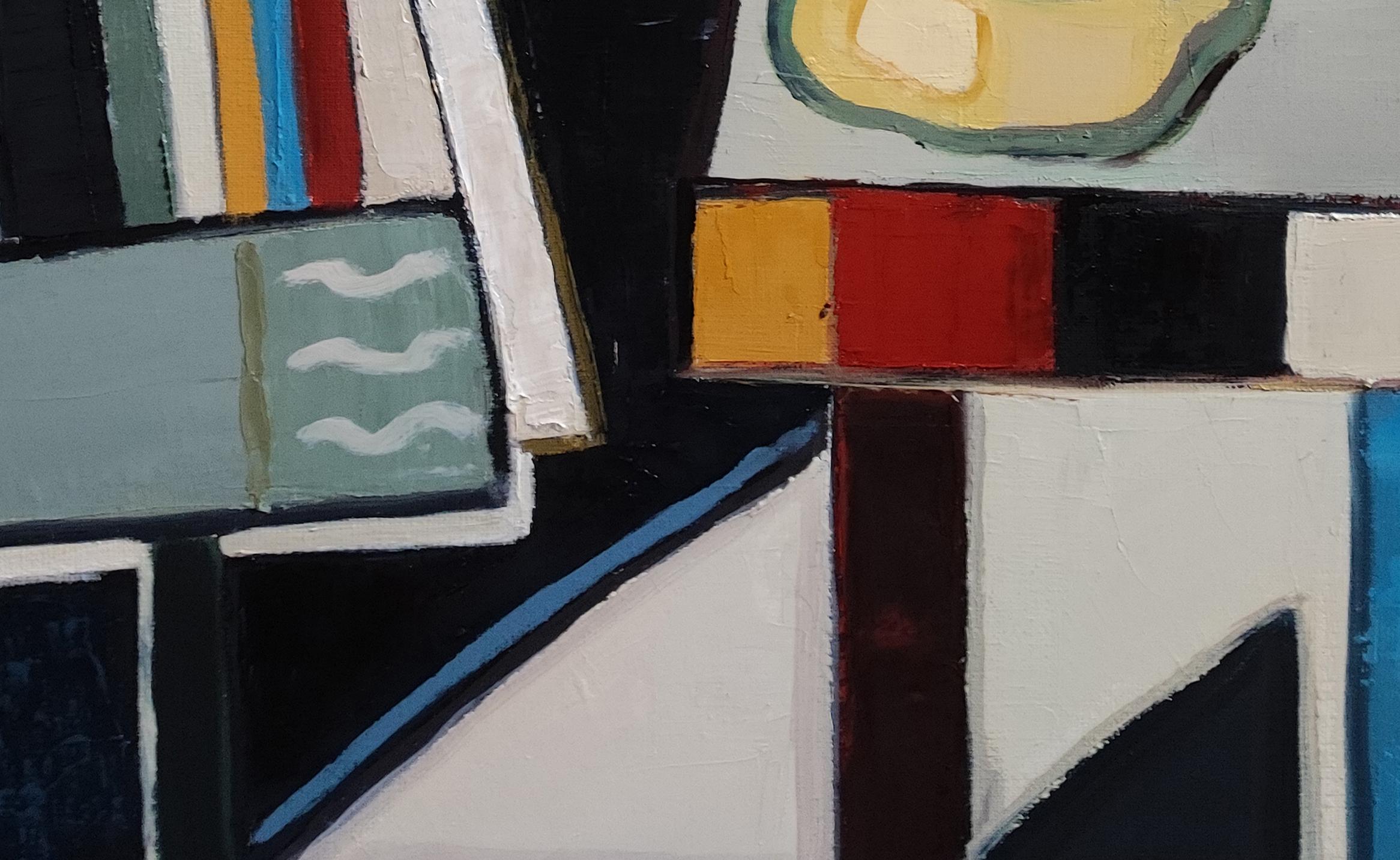 Composizione, Astratto, Verde, Geometrico, Contemporaneo, Olio, cubismo, Francese in vendita 4