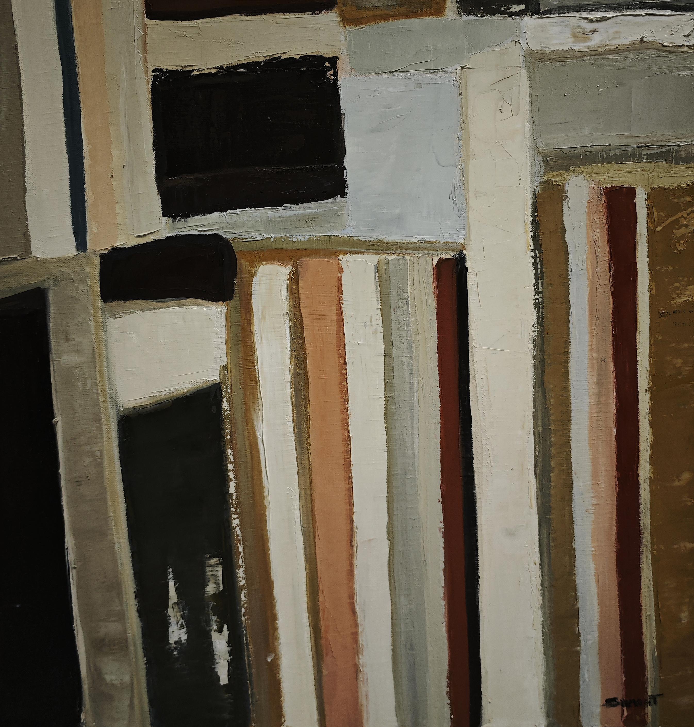 Litteraire a compressione, Astratto, Biblioteca, Espressionismo, Contemporaneo, Olio 9