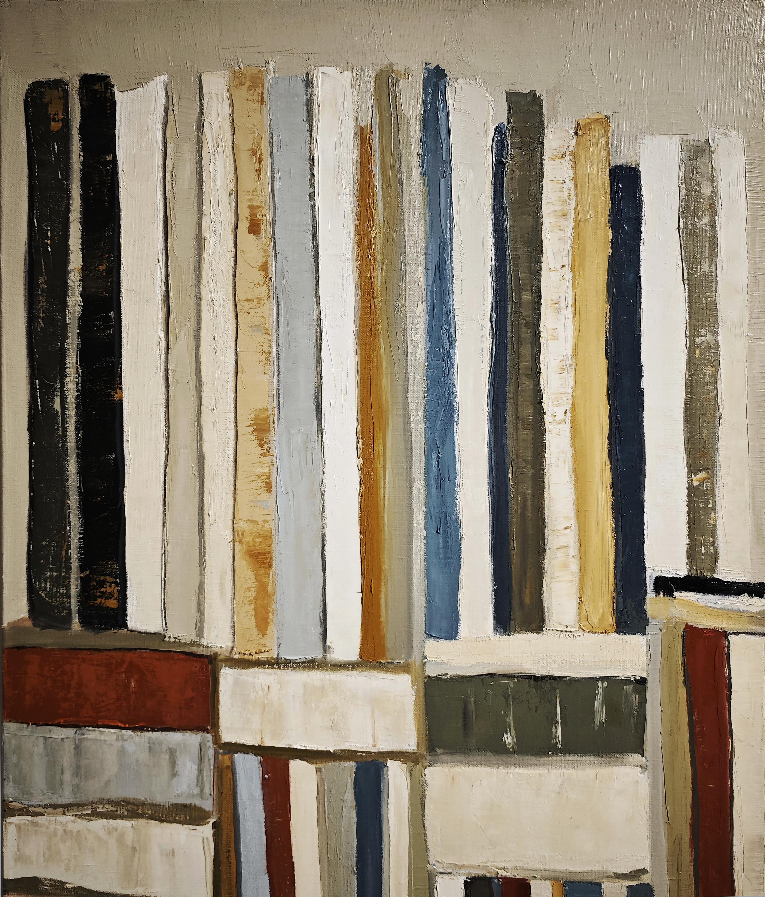 Litteraire a compressione, Astratto, Biblioteca, Espressionismo, Contemporaneo, Olio 1