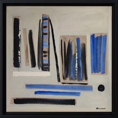 Concerto, Astrazione lirica, Olio e collage, blu e nero, Moderno