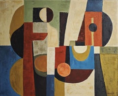 Concerto cubiste - Pintura al óleo abstracta geométrica contemporánea, Sophie Dumont