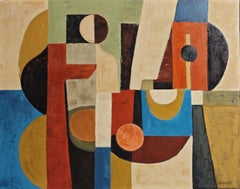 Concerto cubiste - Pintura al óleo abstracta geométrica contemporánea, Sophie Dumont