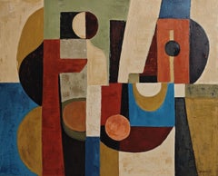Concerto cubiste - Zeitgenössisches geometrisches abstraktes Ölgemälde, Sophie Dumont