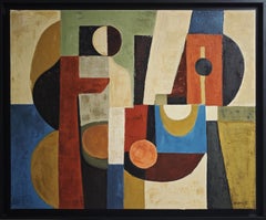 Concerto cubiste - Pintura al óleo abstracta geométrica contemporánea, Sophie Dumont