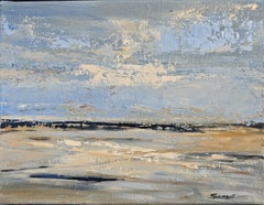 Zeitgenössische Meereslandschaft Gemälde "Normandie Shoreline" von Sophie Dumont - Ölgemälde