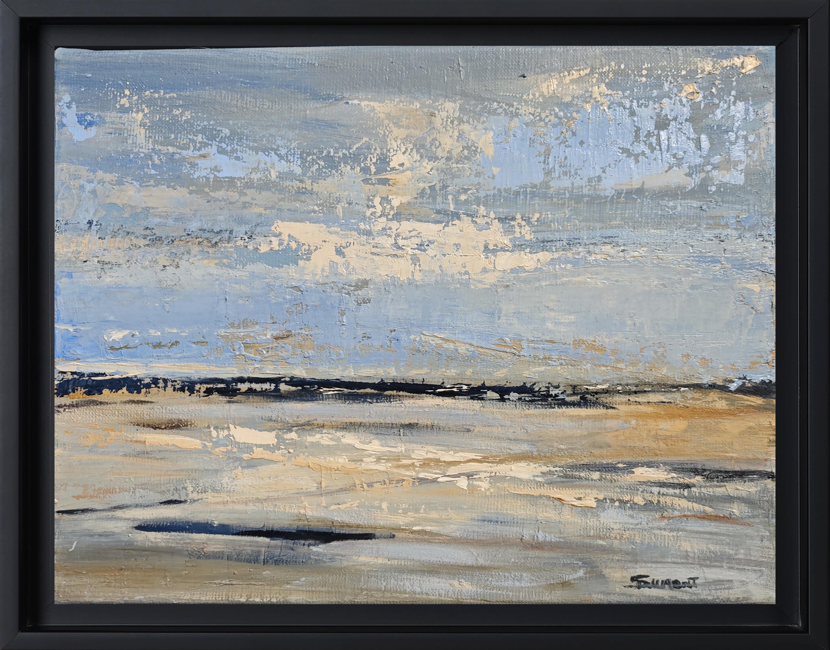 SOPHIE DUMONT Abstract Painting - Contemporary Seascape Painting "Normandy Shoreline" by Sophie Dumont – Oil art