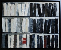 Contrasto - Astratto, minimalismo, serie di biblioteche, olio su tela, texture, libri