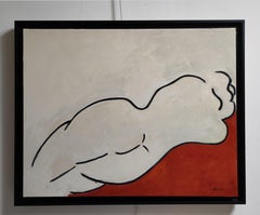 Courbes, nude woman, figurative modern, oil on canvas, contemporary, minimalism