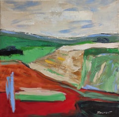 Couleurs d' Aout – Original Textured Abstract Landscape Oil Painting, French Art