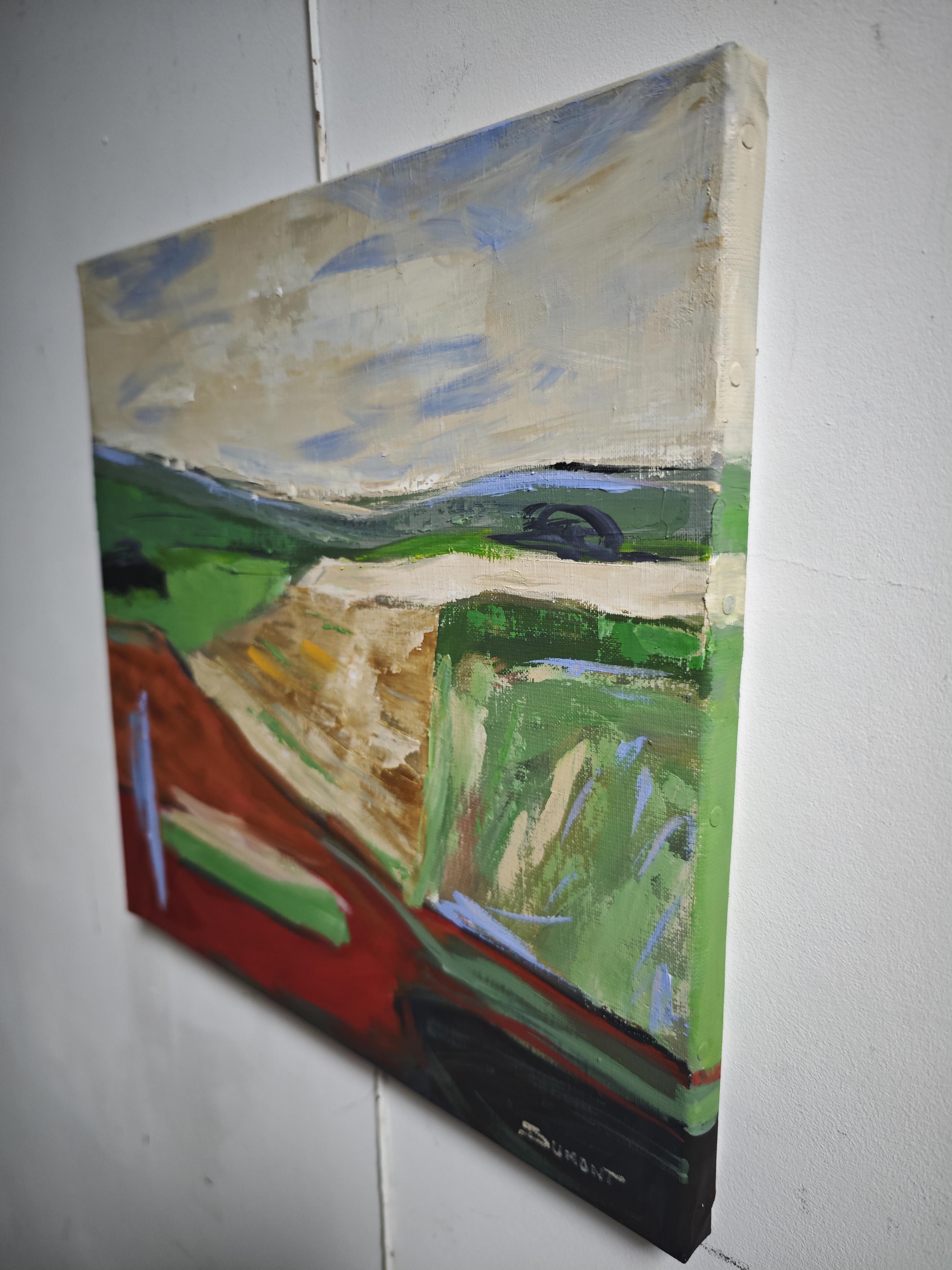 Couleurs d' Aout – Original Textured Abstract Landscape Oil Painting, French Art 1